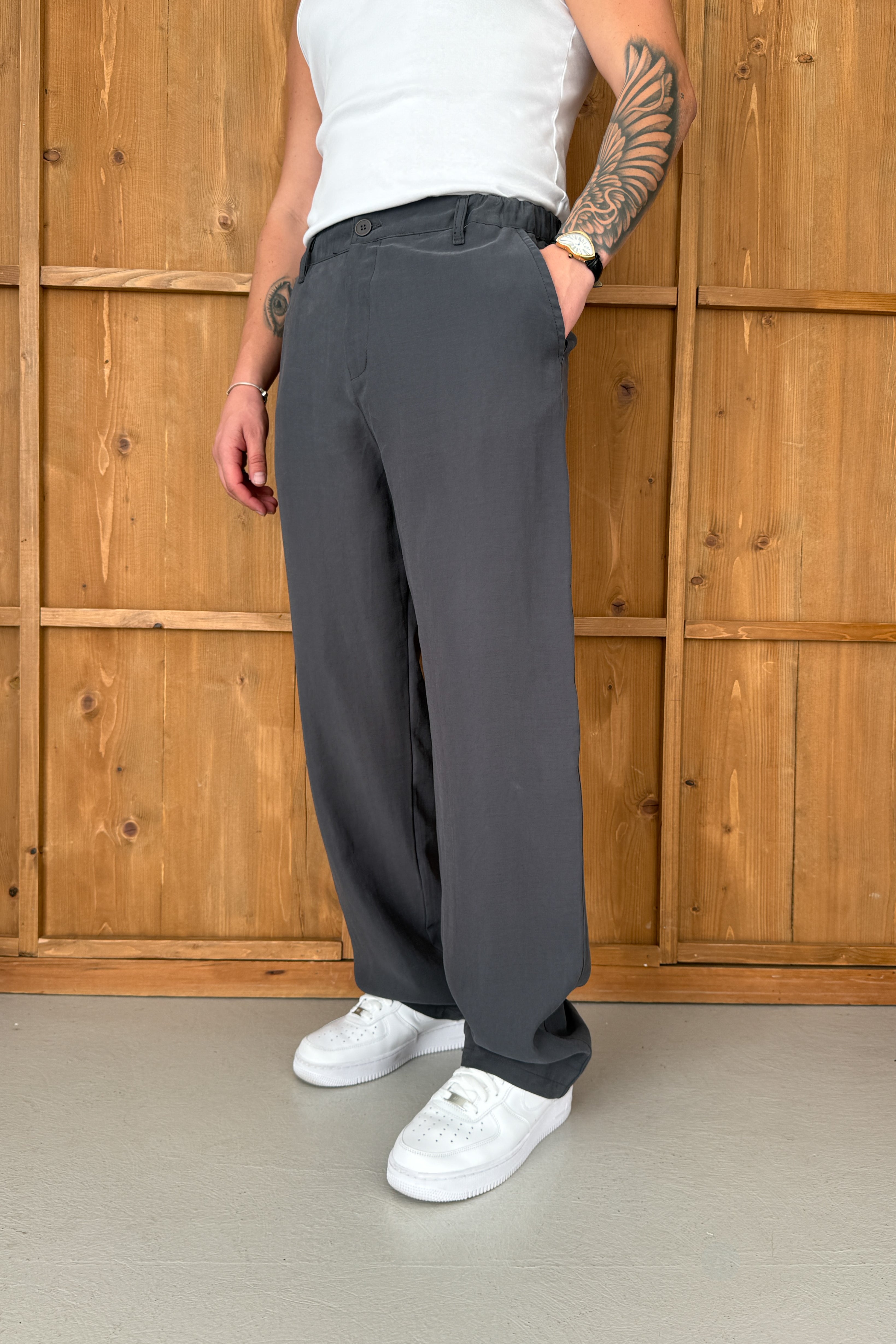 BAGGY KALIP KIŞLIK MODAL KUMAŞ PANTOLON • ANTRASİT