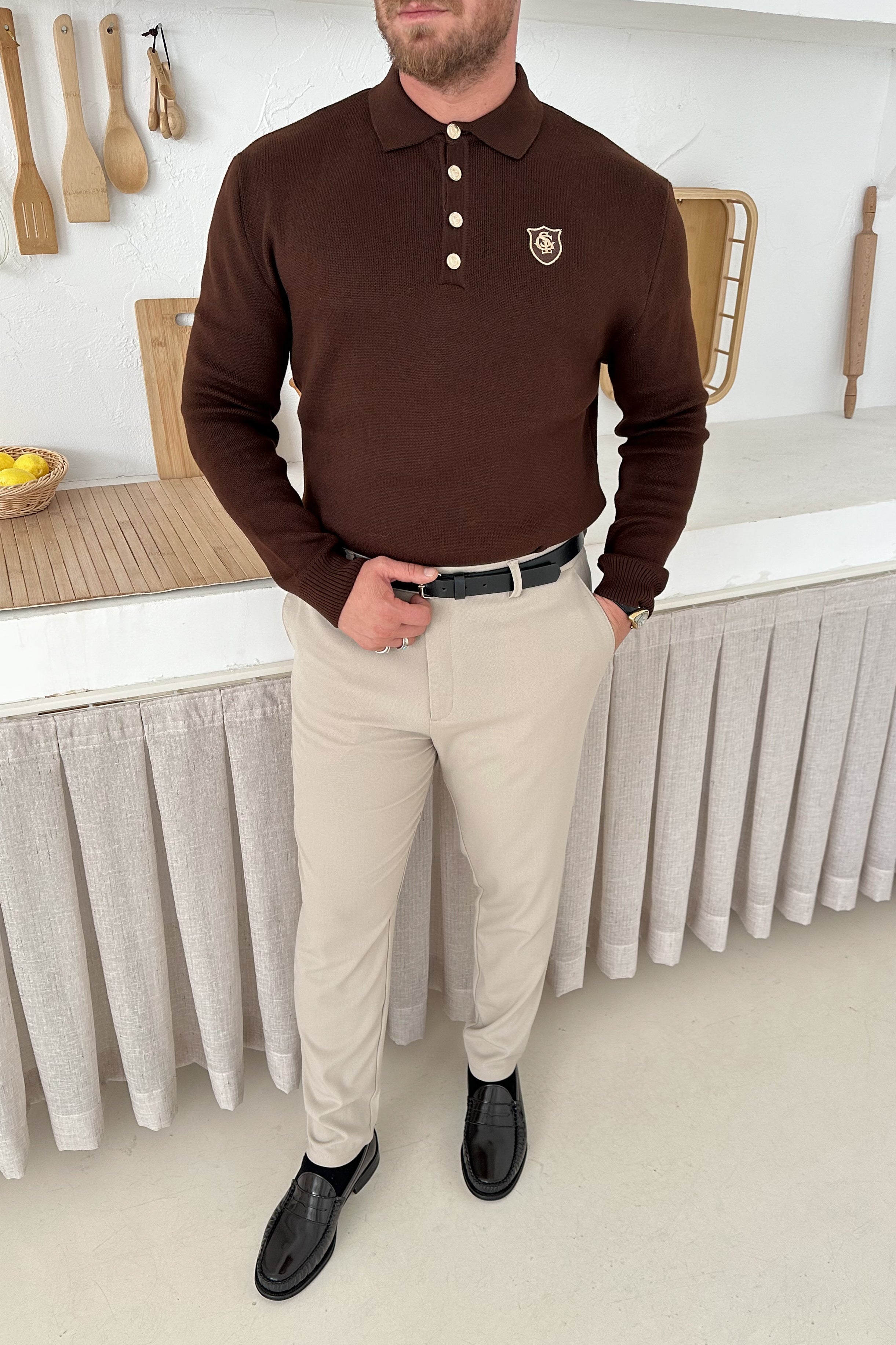 REGULAR FİT OLD MONEY POLO YAKA TRİKO • KAHVERENGİ