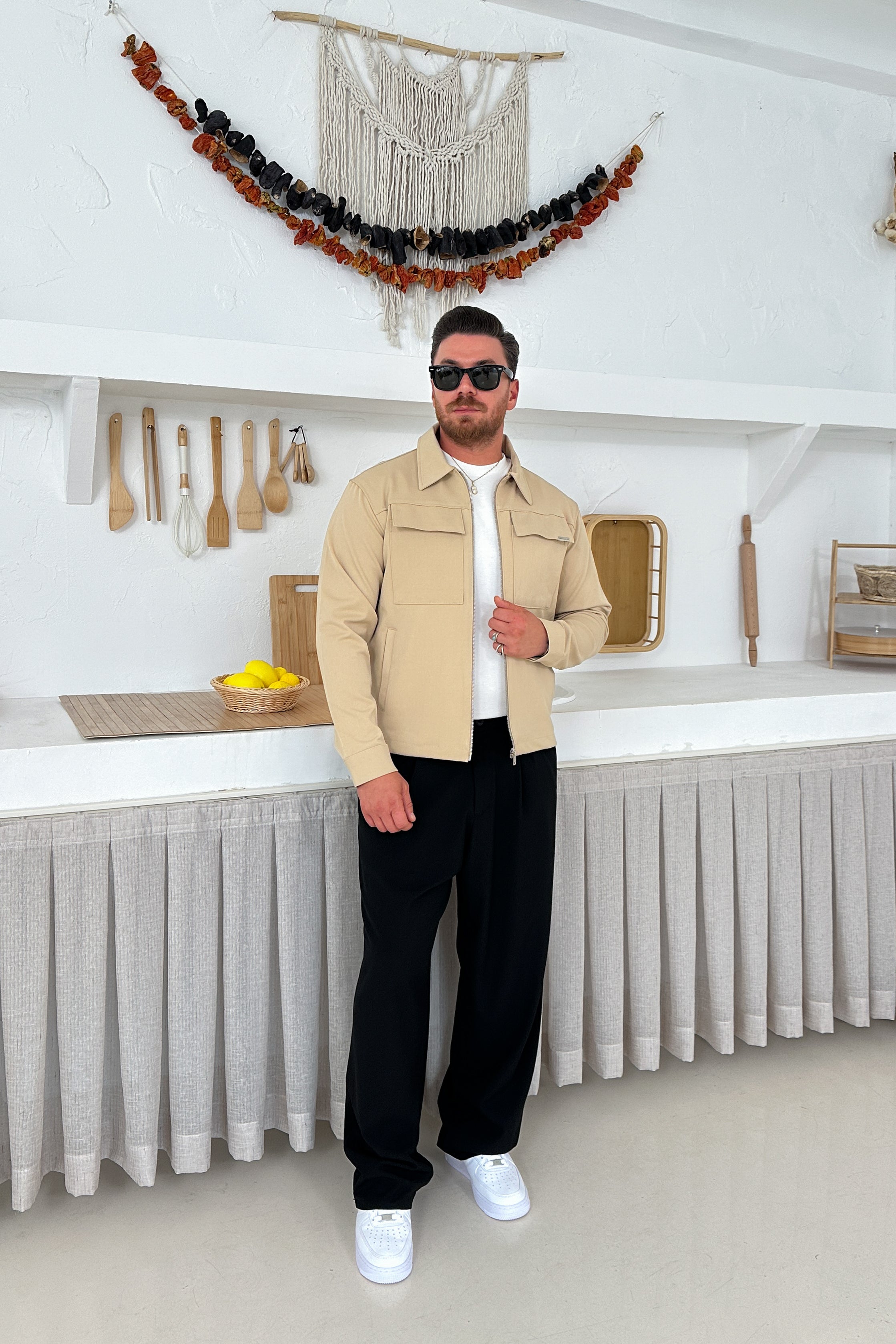 REGULAR FİT VİSKON CEKET • BEJ