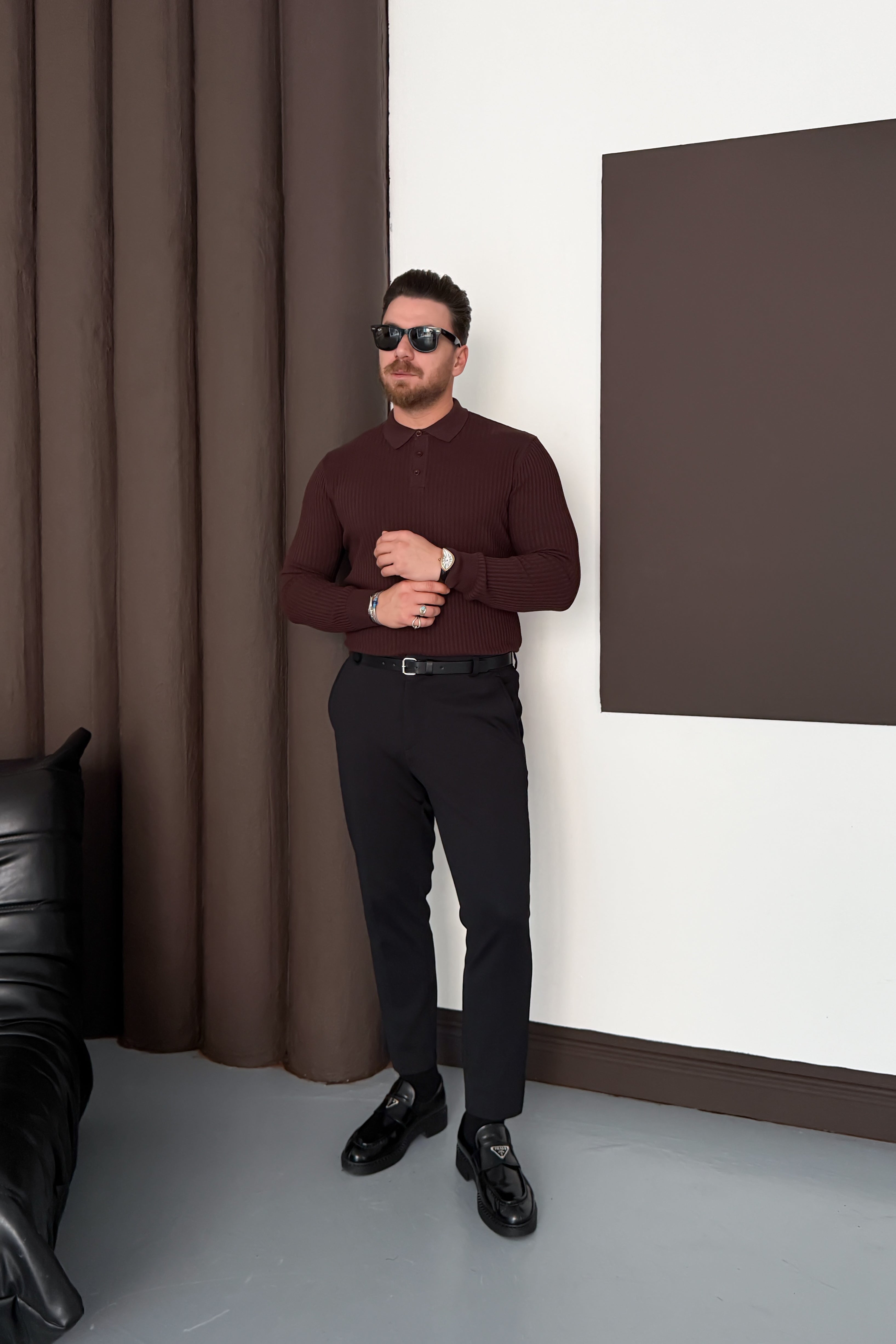 REGULAR FİT POLO YAKA TRİKO • KAHVERENGİ