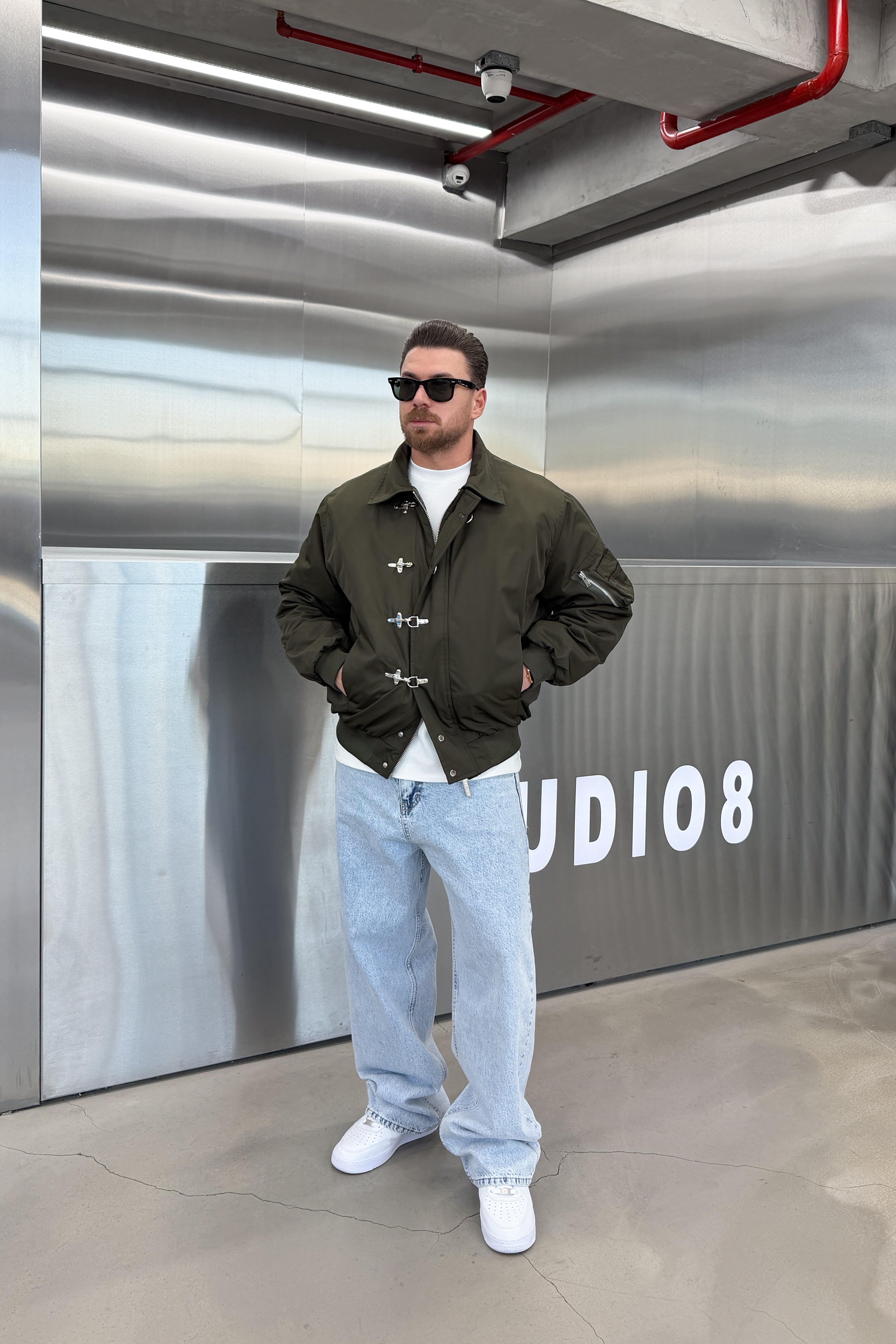 OVERSİZE METAL AKSESUARLI BOMBER MONT • HAKİ