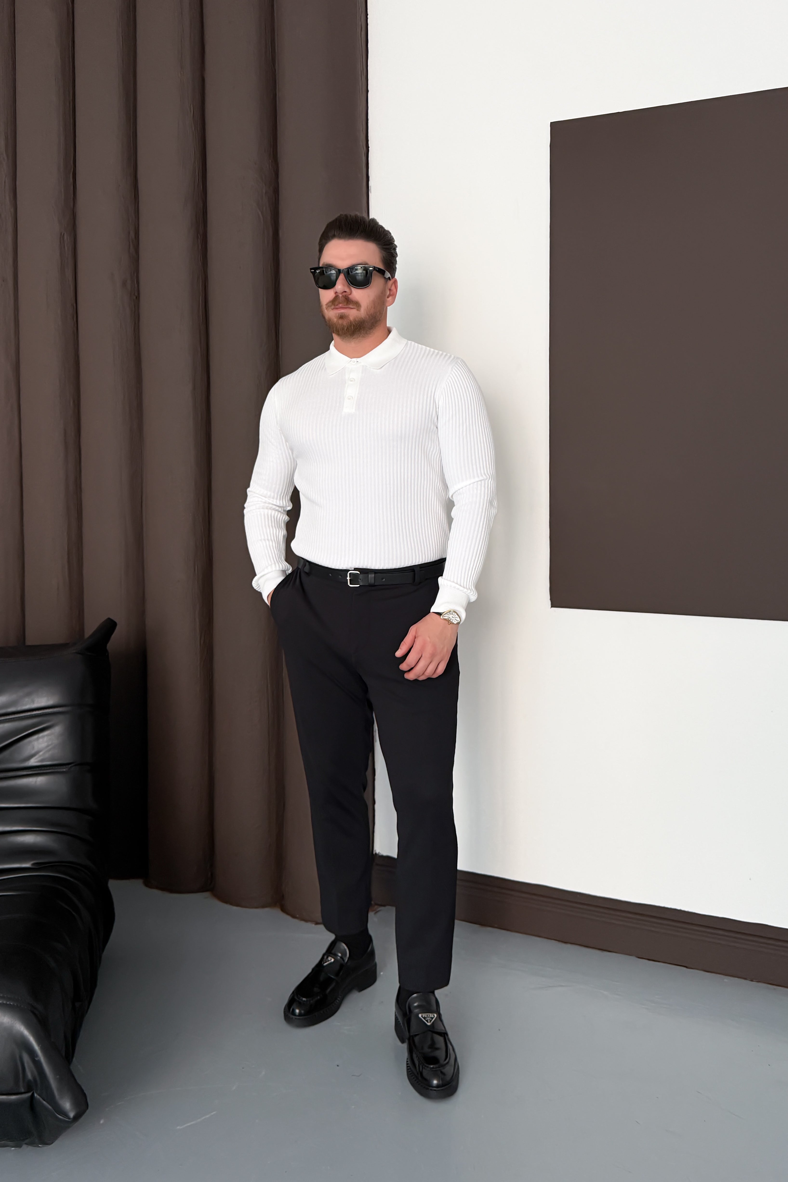 REGULAR FİT POLO YAKA TRİKO • BEYAZ