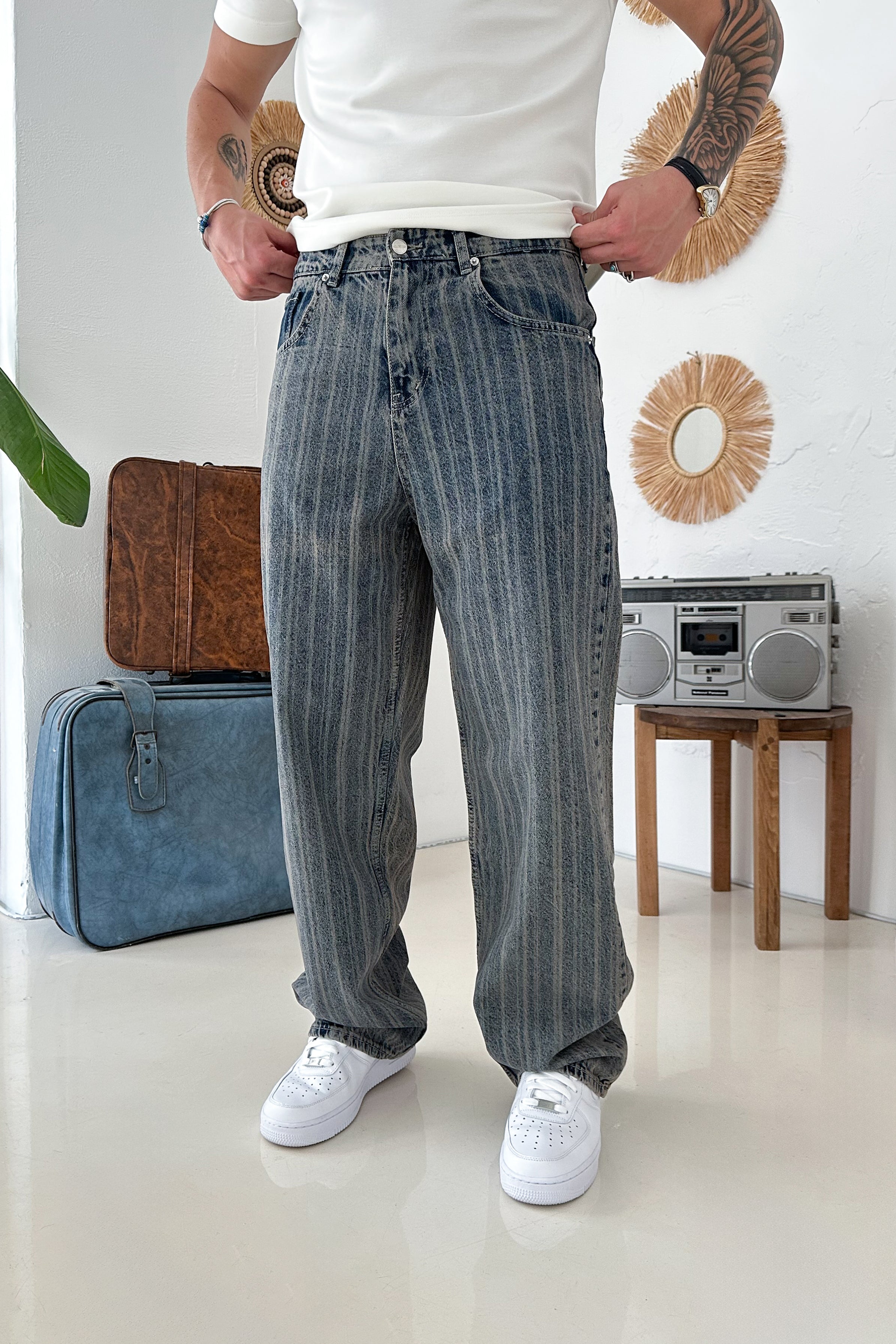 BAGGY KALIP TASARIM KOT PANTOLON • BEJ 2831