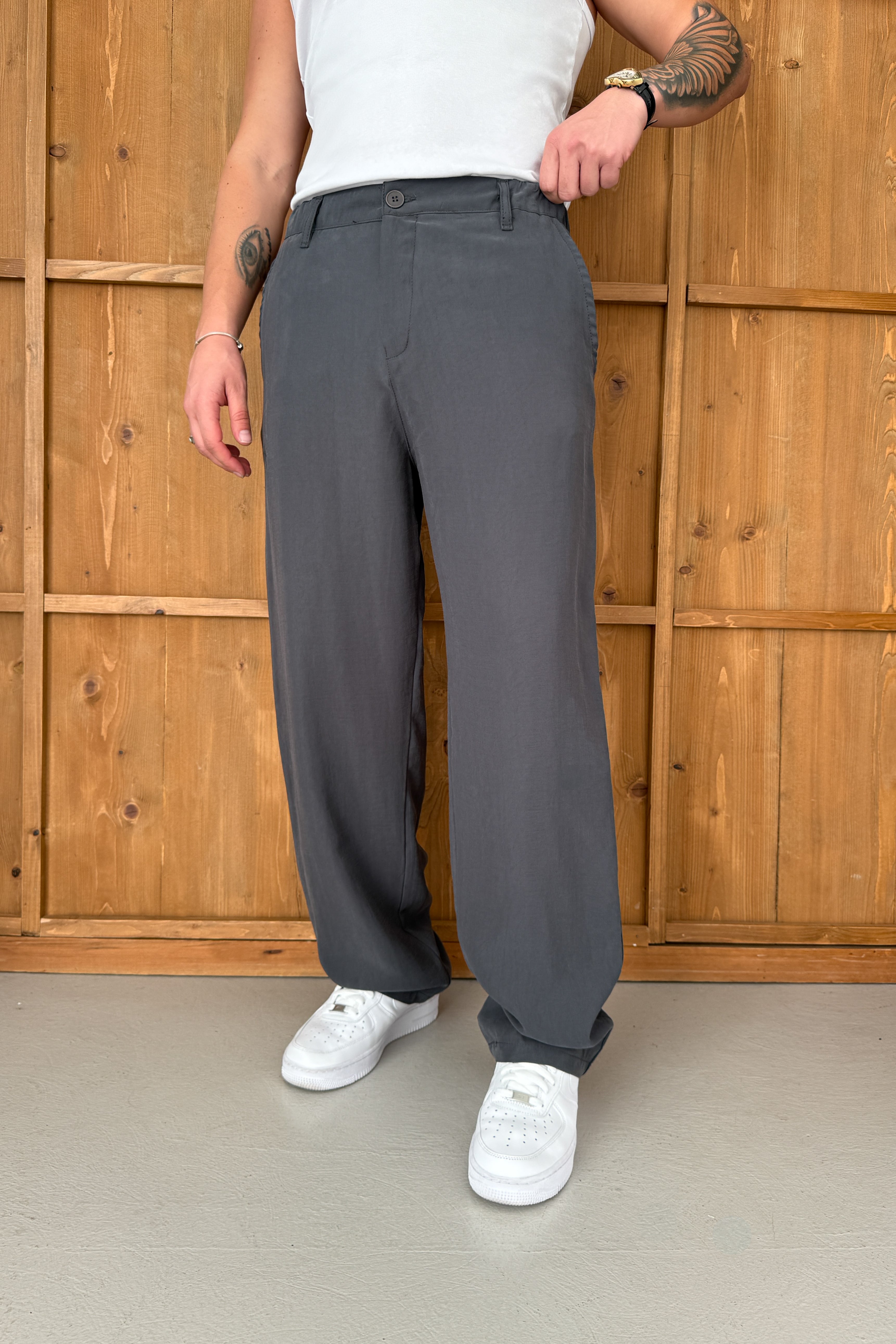 BAGGY KALIP KIŞLIK MODAL KUMAŞ PANTOLON • ANTRASİT