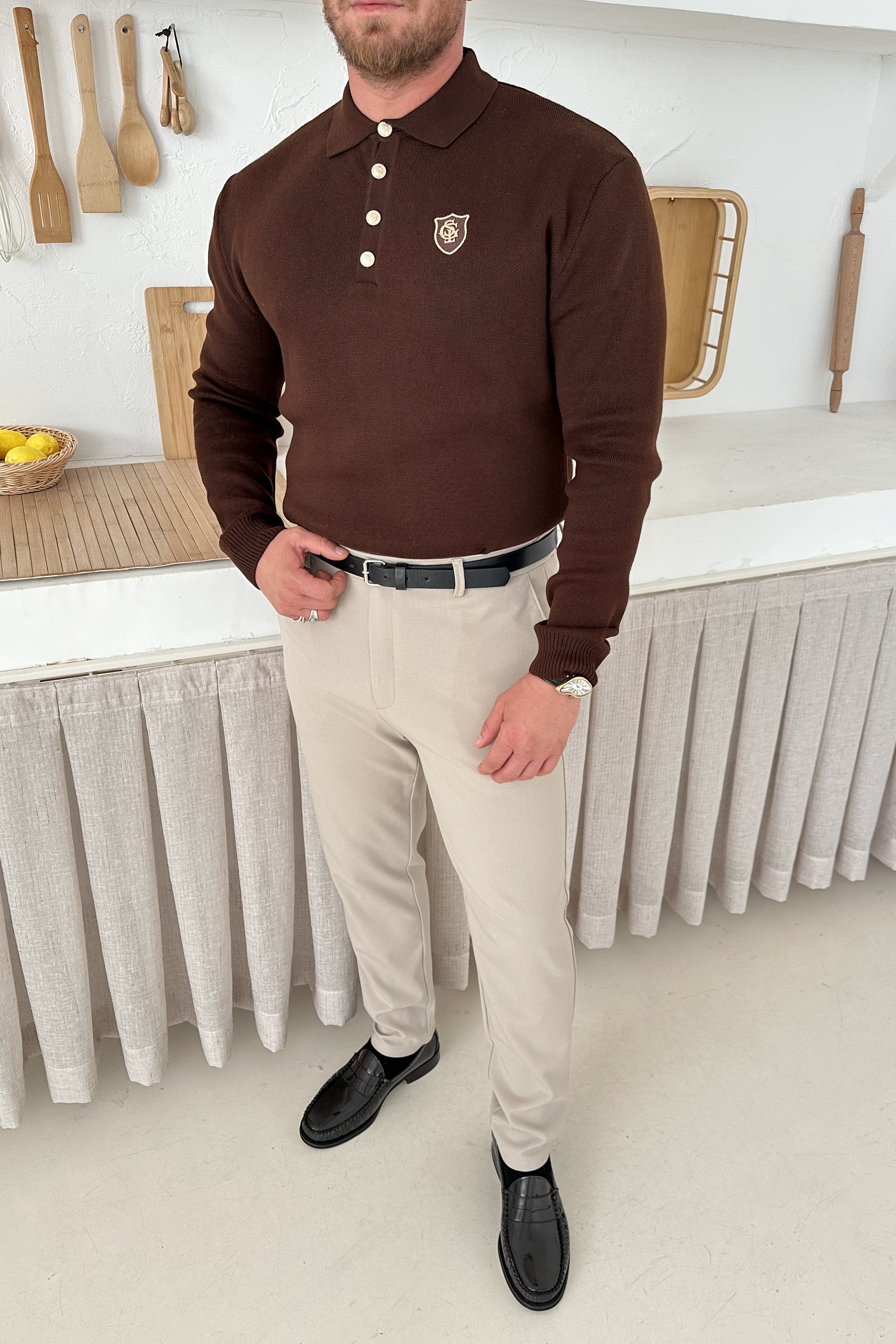 REGULAR FİT OLD MONEY POLO YAKA TRİKO • KAHVERENGİ