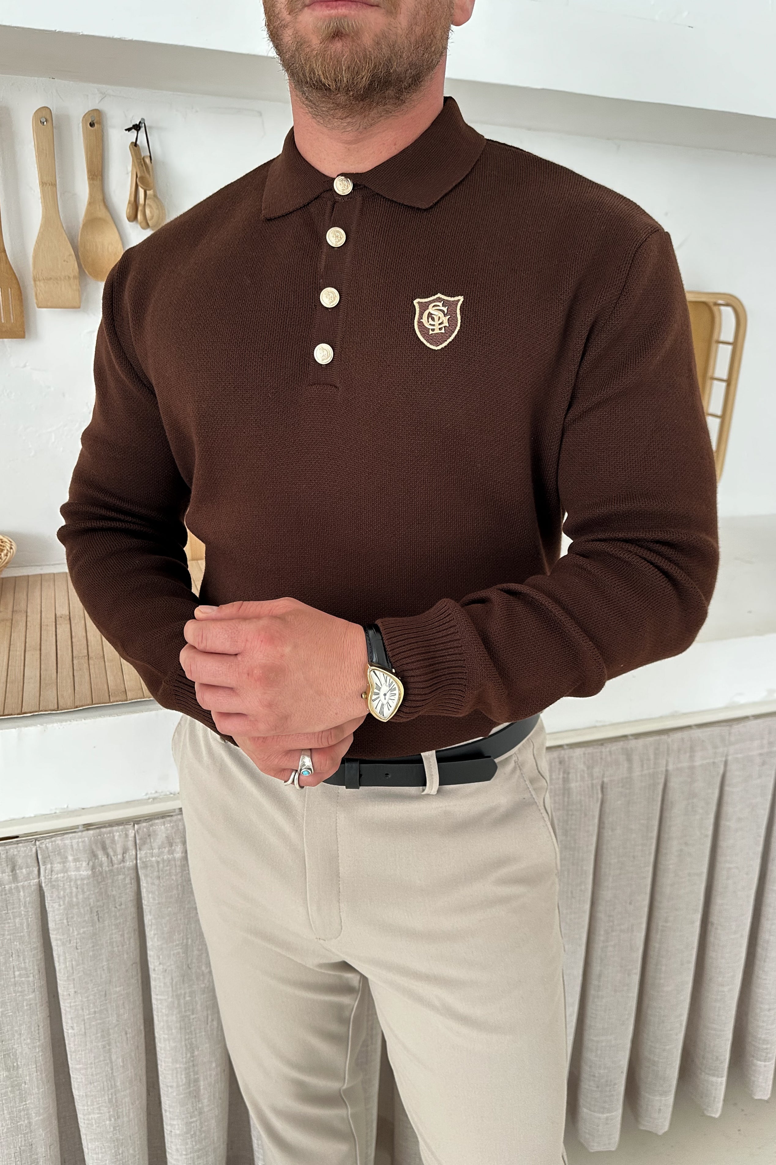 REGULAR FİT OLD MONEY POLO YAKA TRİKO • KAHVERENGİ