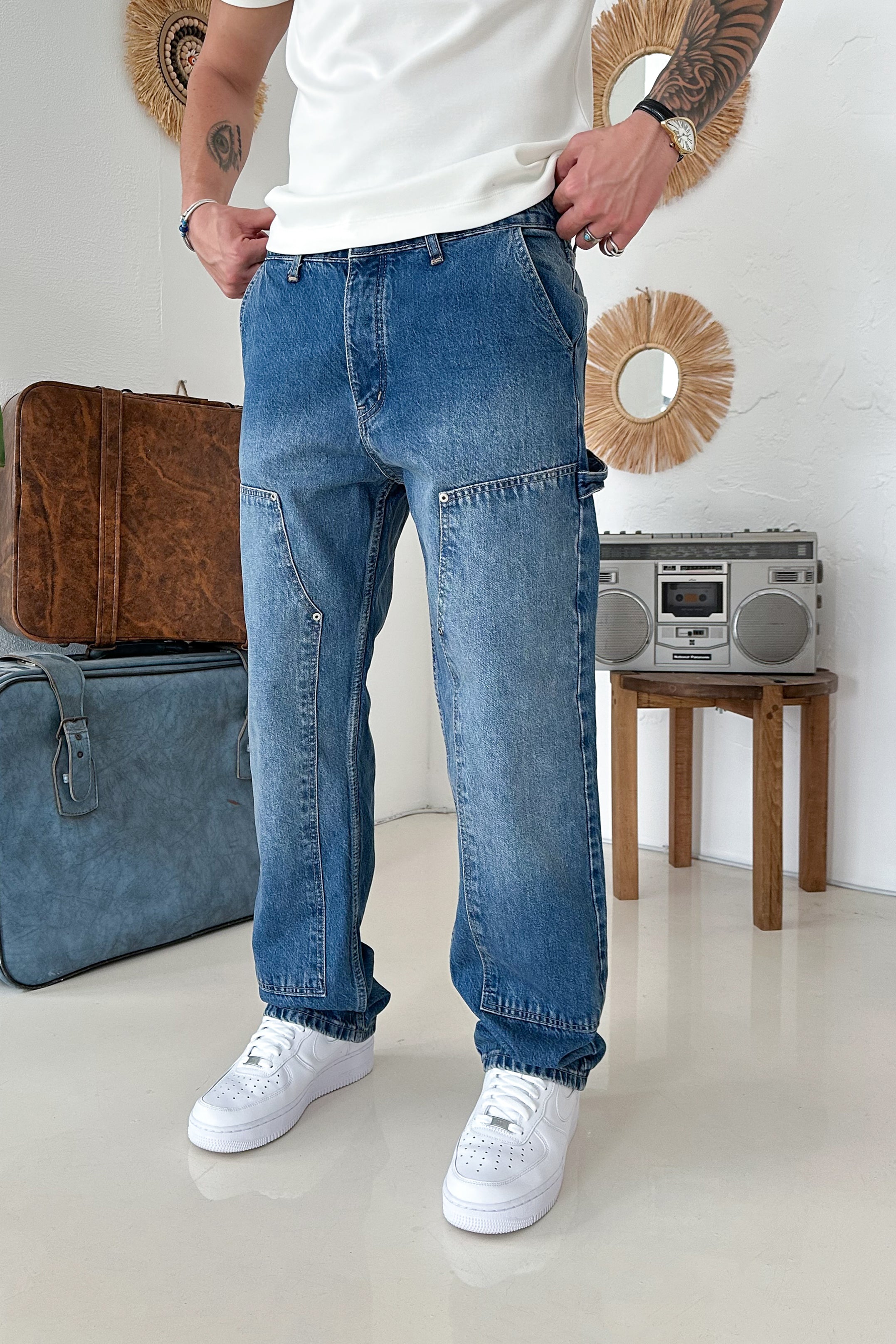BOL KALIP MARANGOZ MODEL KOT PANTOLON • MAVİ 3133