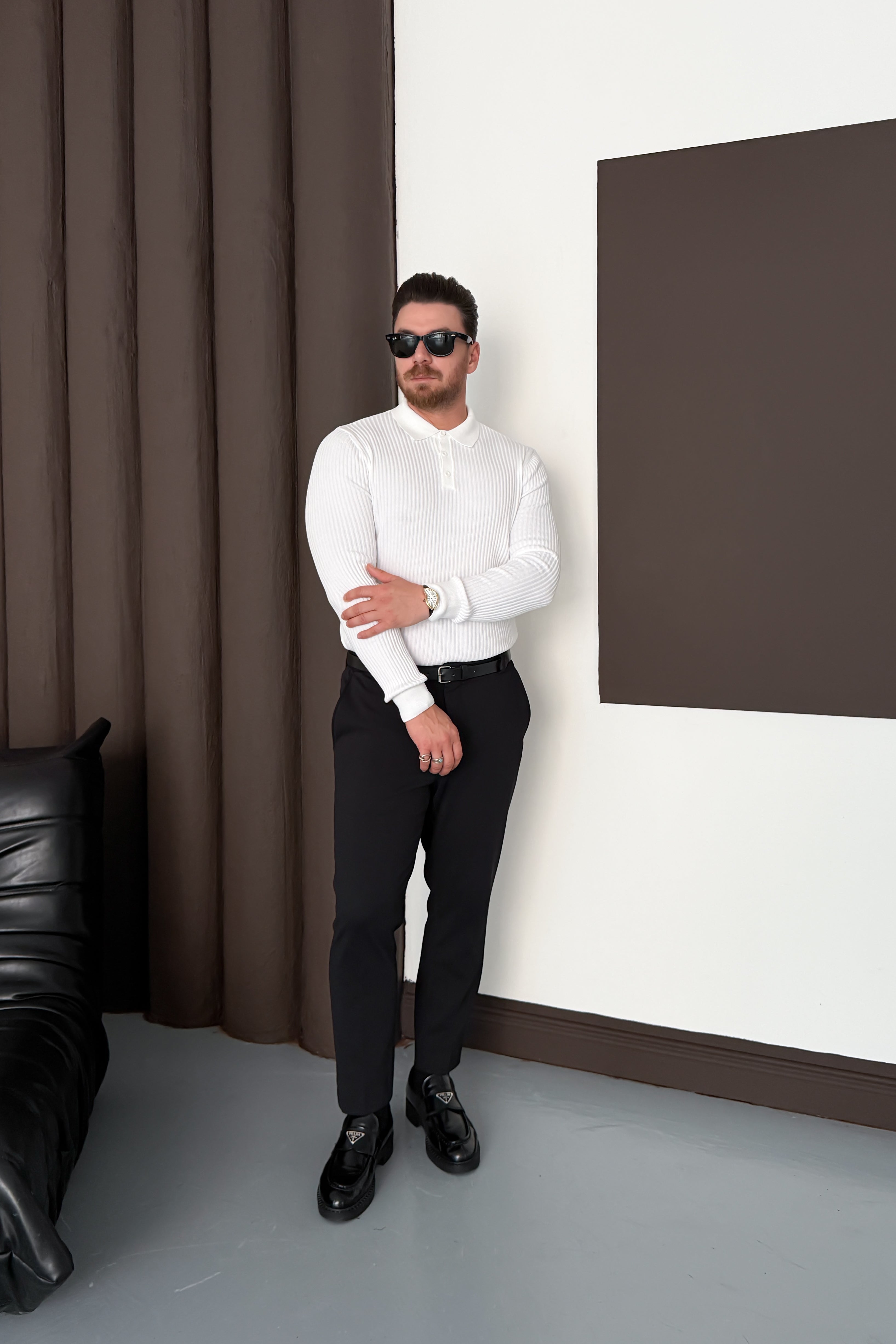 REGULAR FİT POLO YAKA TRİKO • BEYAZ