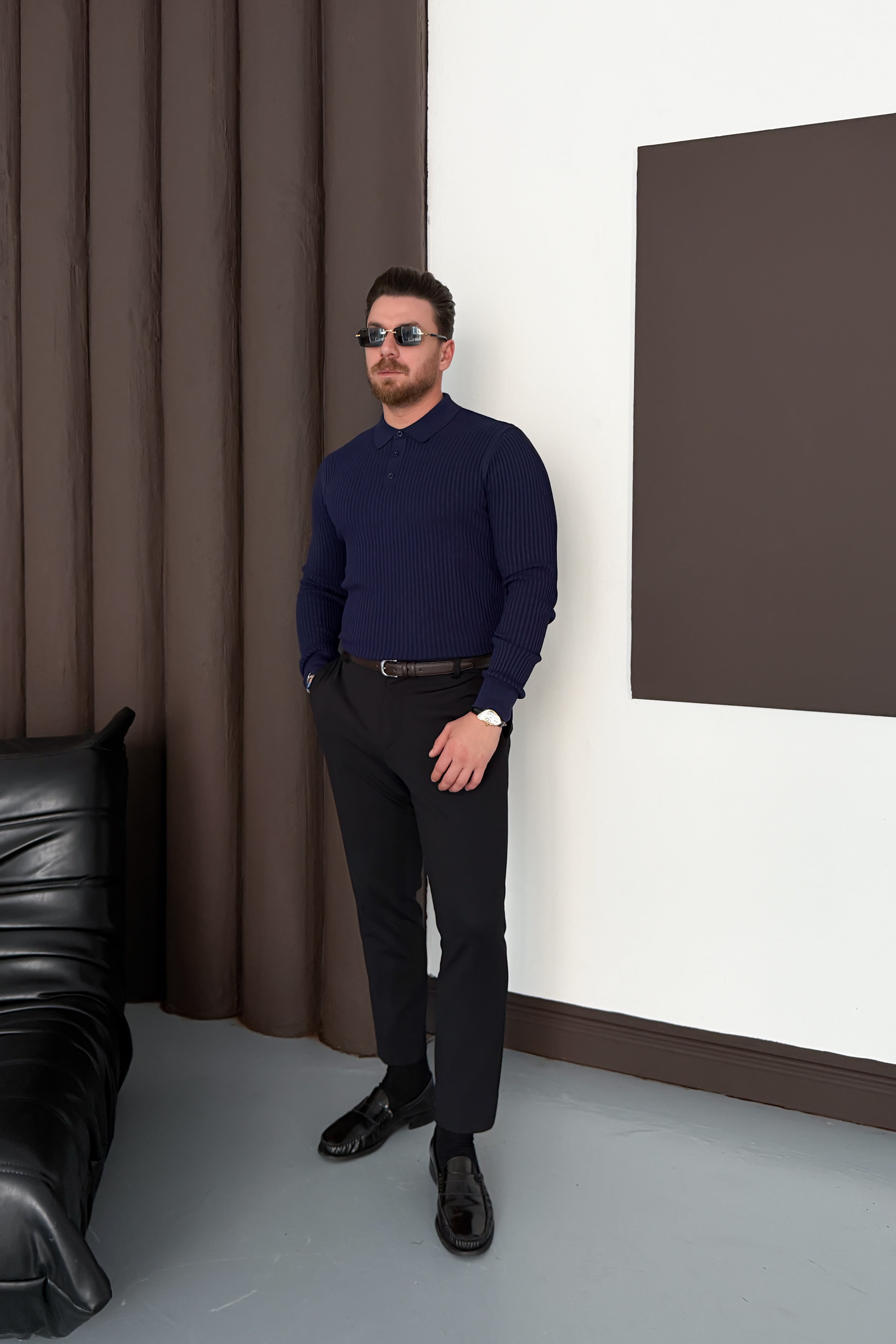 REGULAR FİT POLO YAKA TRİKO • LACİVERT