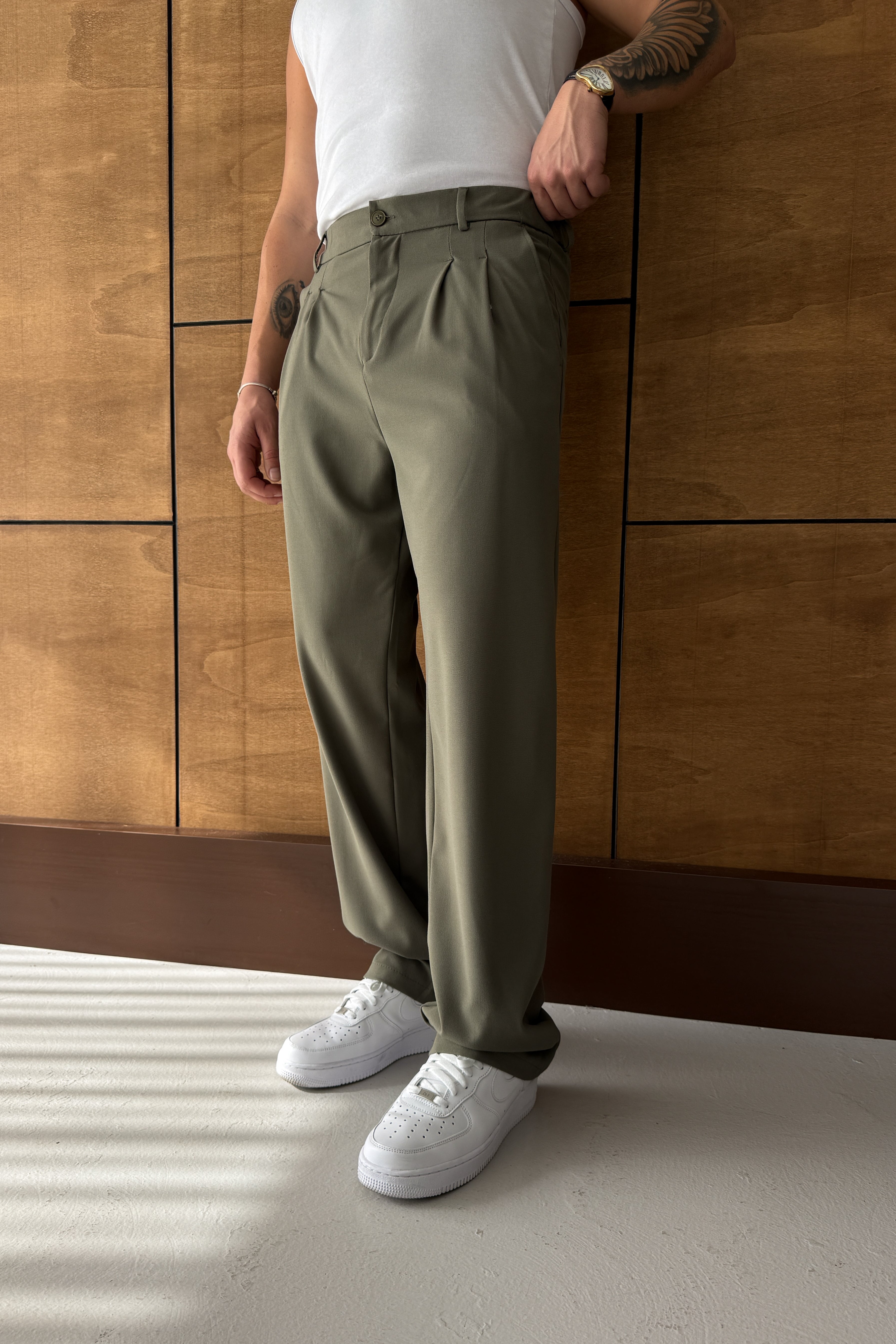 BAGGY KALIP PİLELİ KUMAŞ PANTOLON • HAKi FB