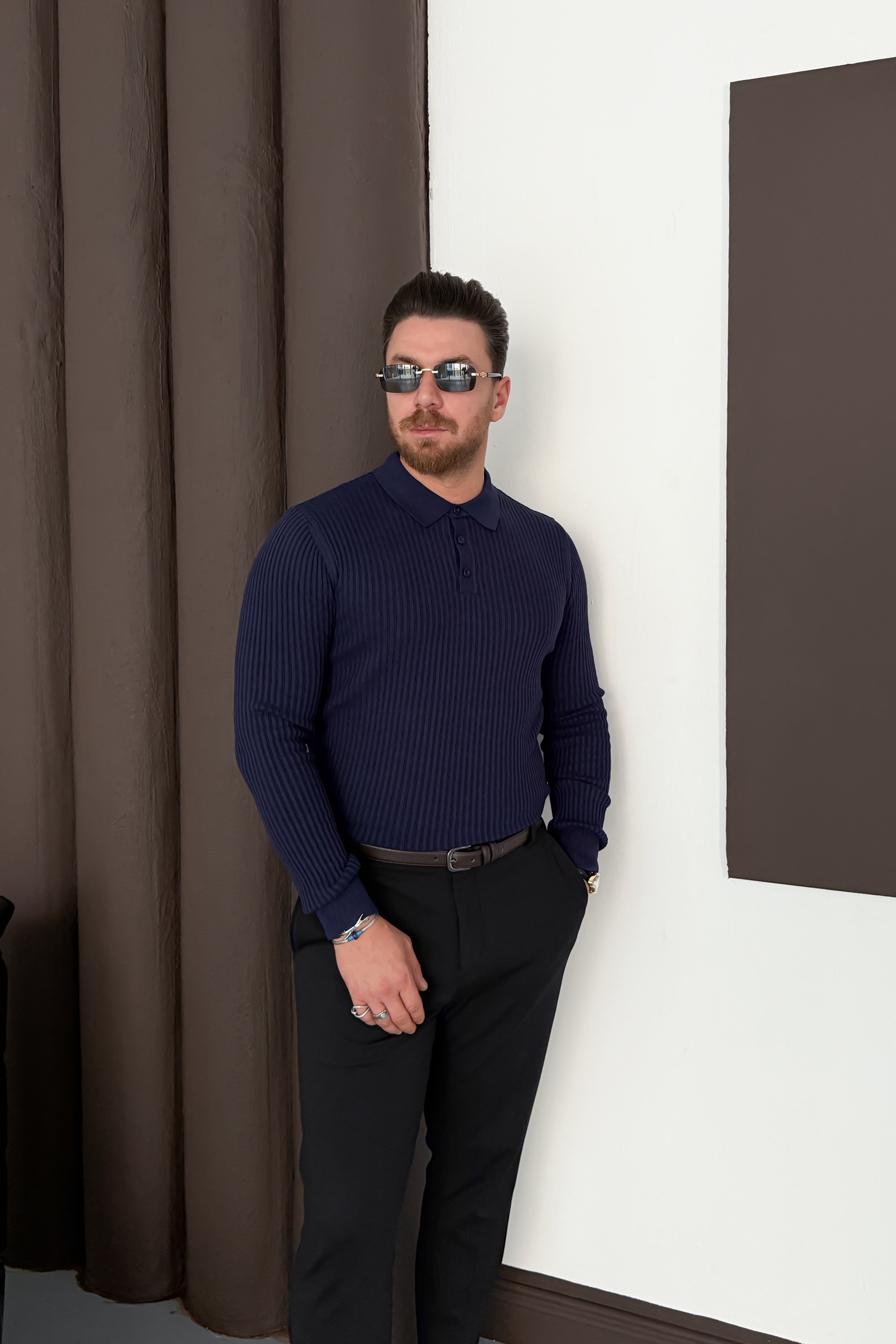 REGULAR FİT POLO YAKA TRİKO • LACİVERT