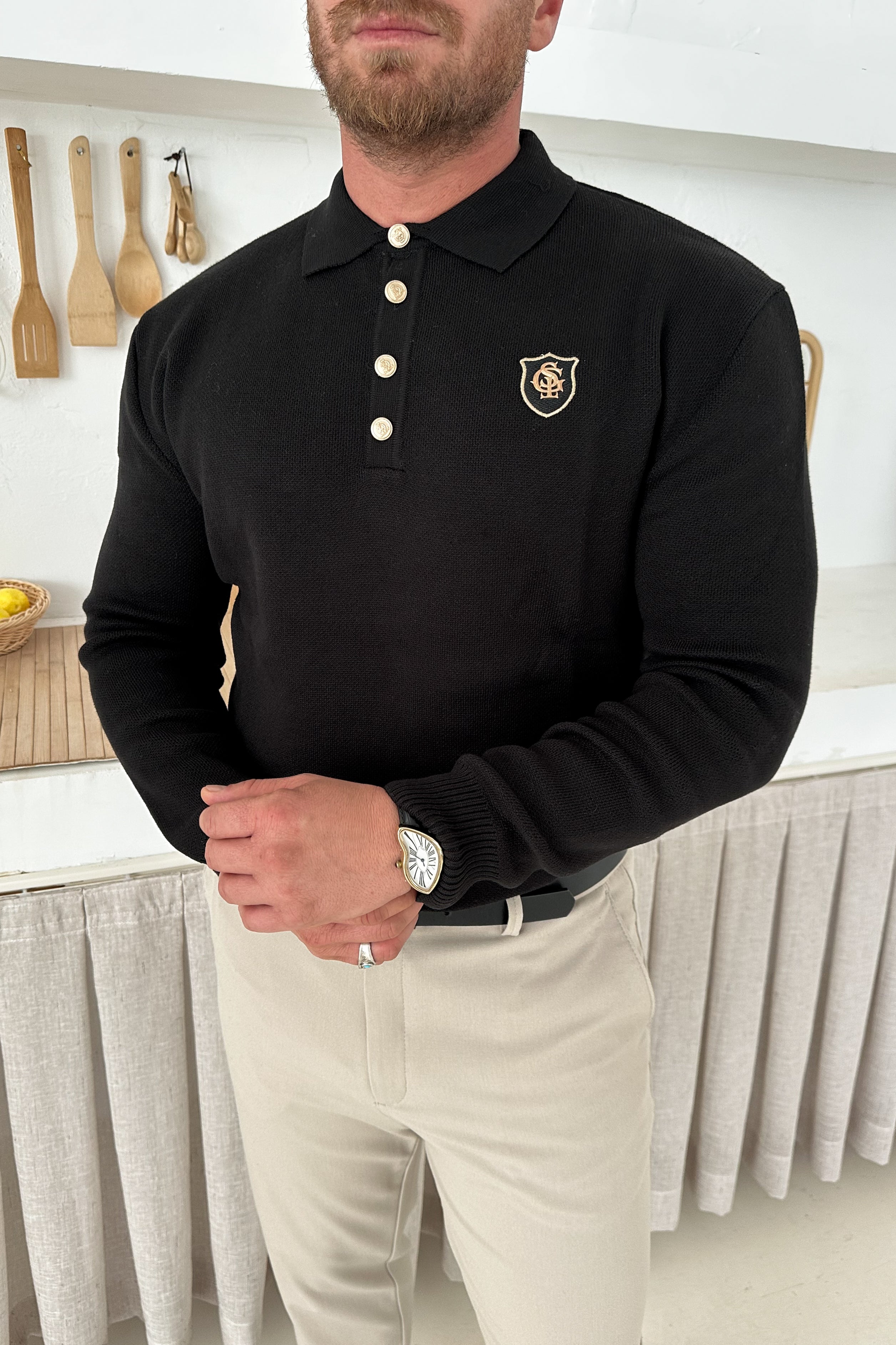 REGULAR FİT OLD MONEY POLO YAKA TRİKO • SİYAH