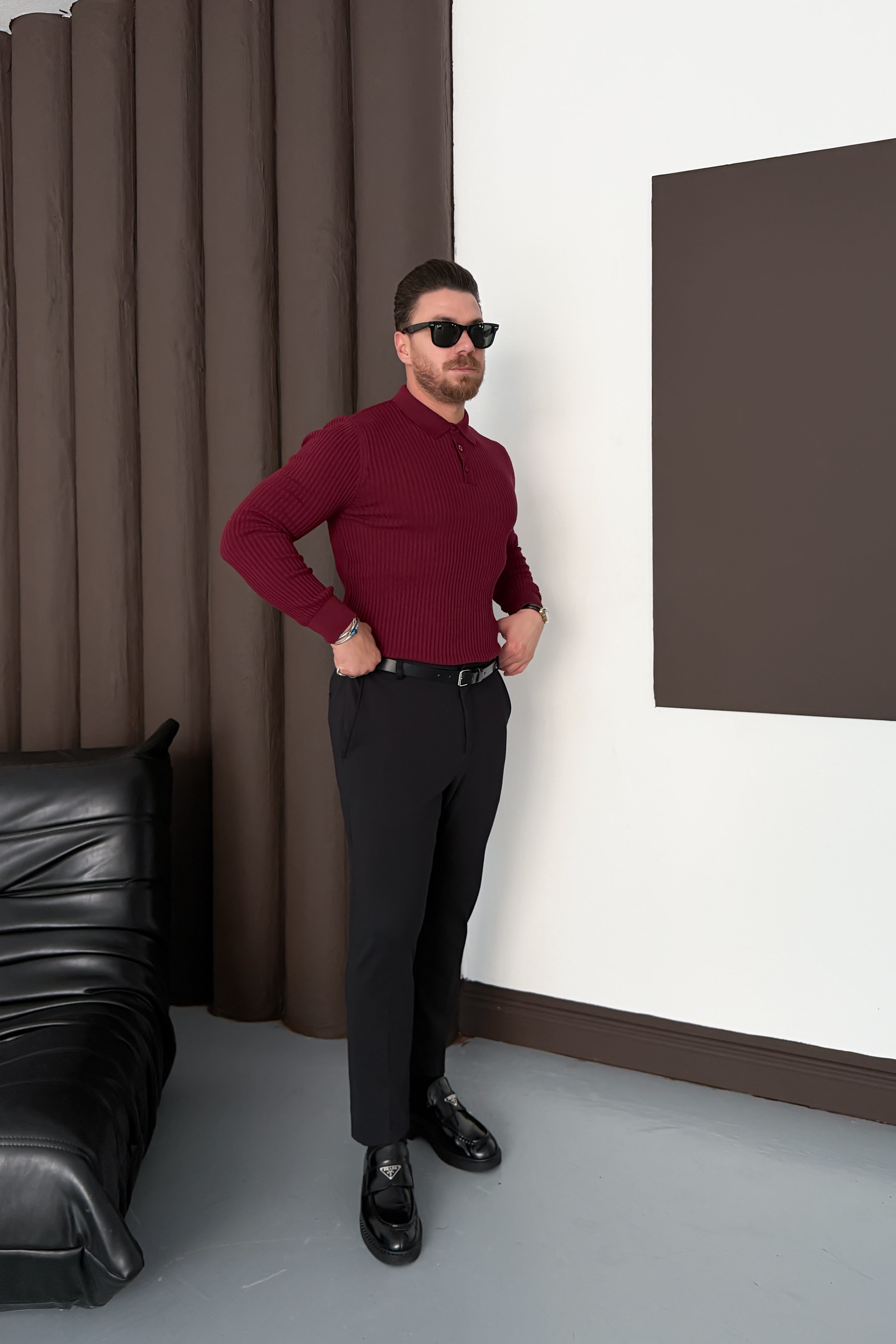 REGULAR FİT POLO YAKA TRİKO • BORDO