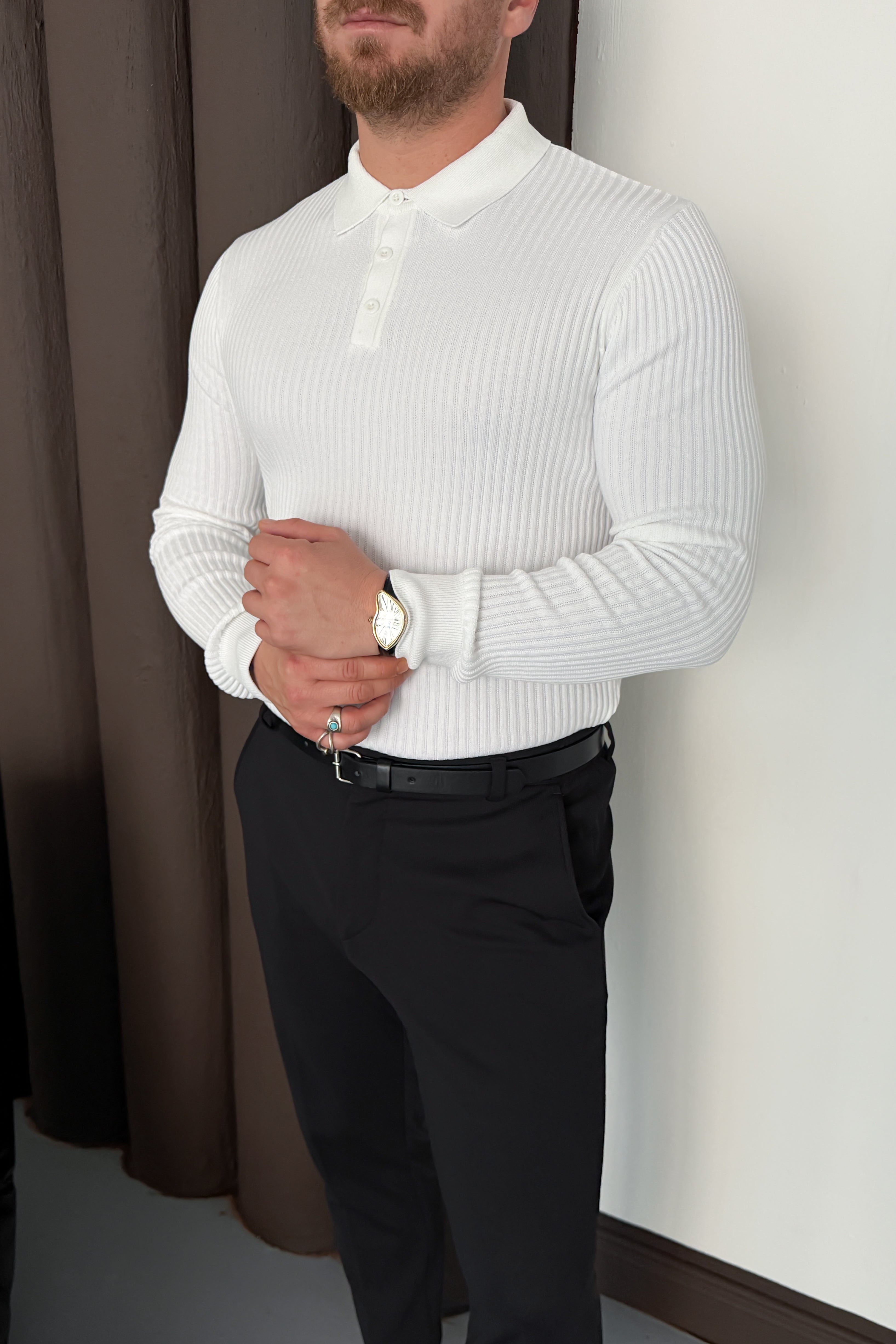REGULAR FİT POLO YAKA TRİKO • BEYAZ