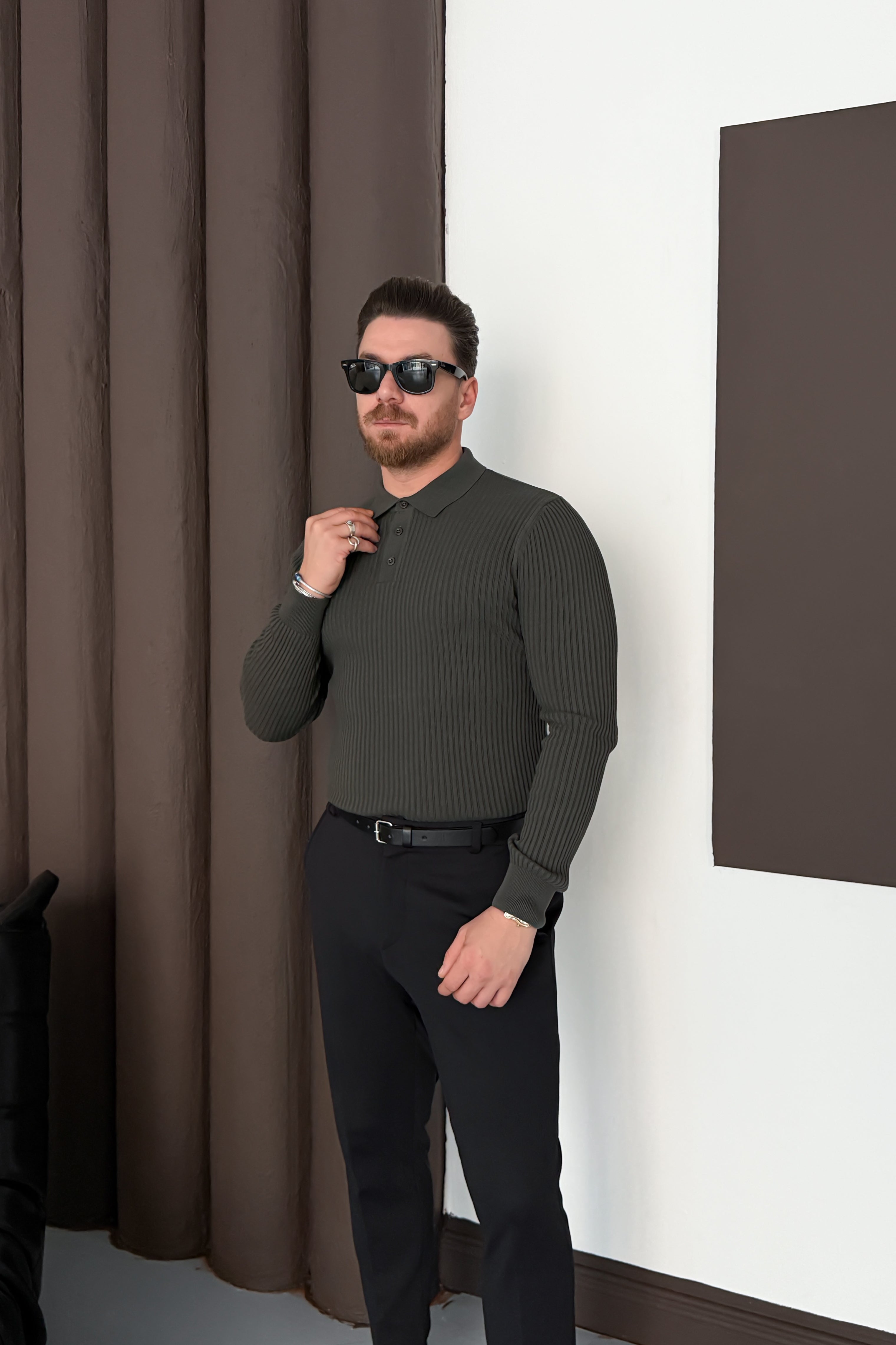 REGULAR FİT POLO YAKA TRİKO • HAKİ