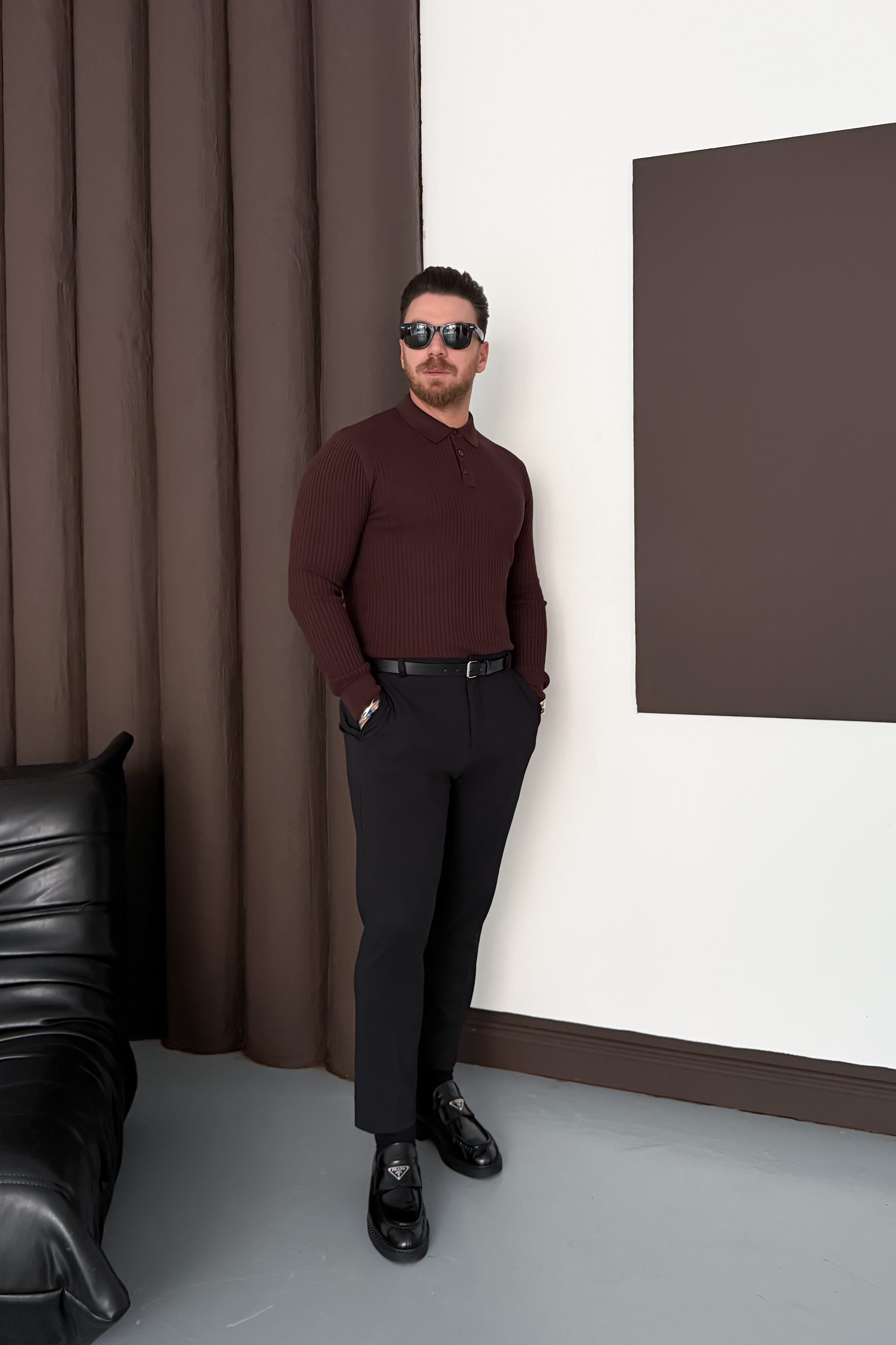 REGULAR FİT POLO YAKA TRİKO • KAHVERENGİ