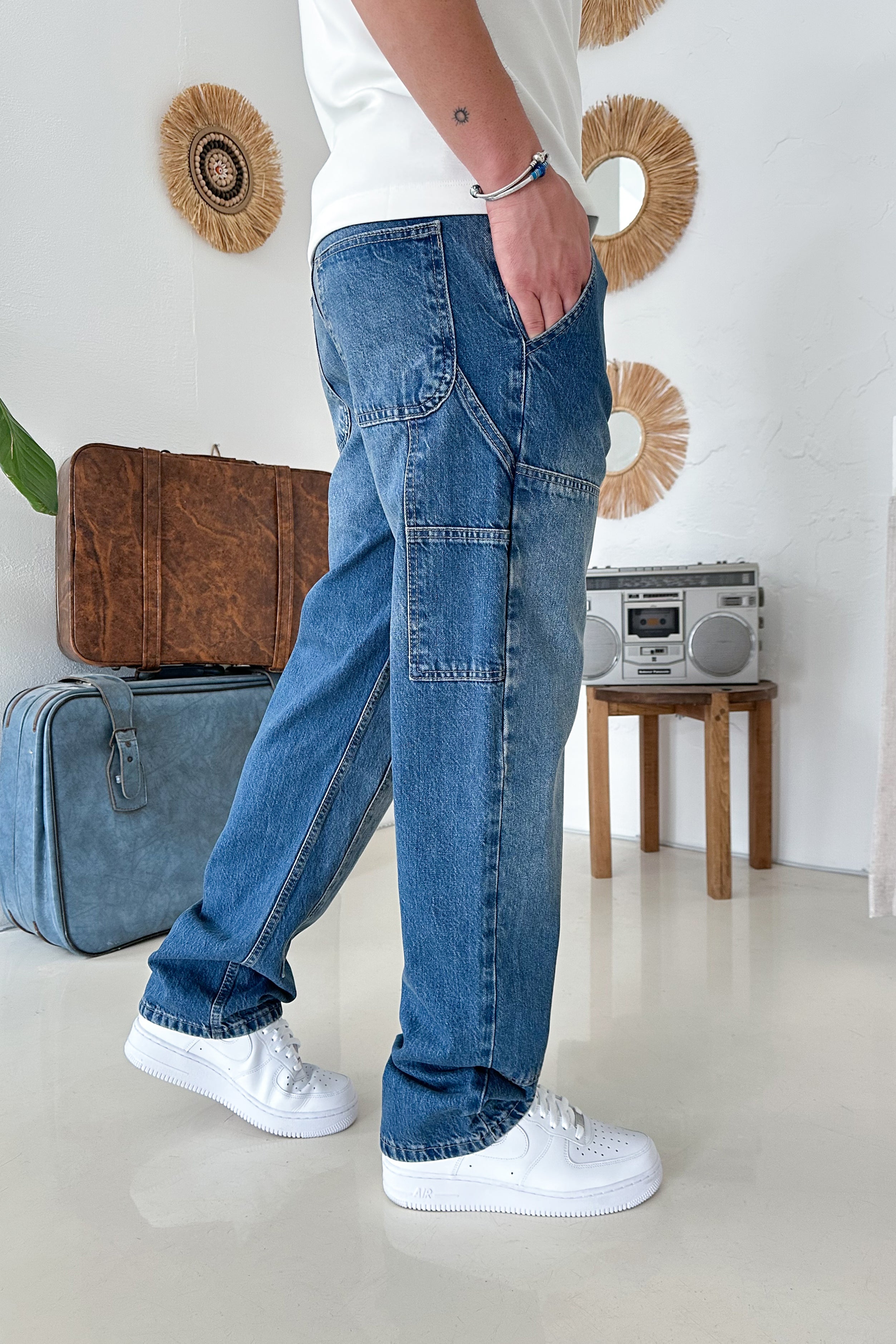 BOL KALIP MARANGOZ MODEL KOT PANTOLON • MAVİ 3133