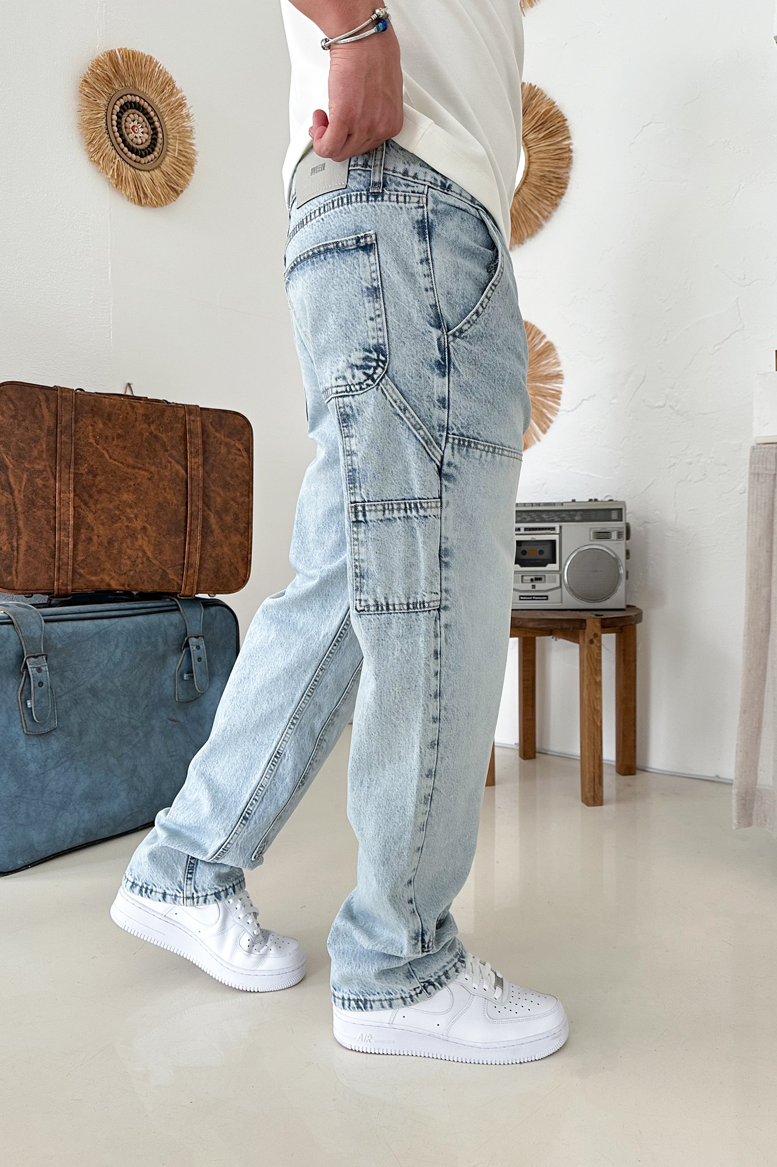 BOL KALIP MARANGOZ MODEL KOT PANTOLON • AÇIK MAVİ 3134