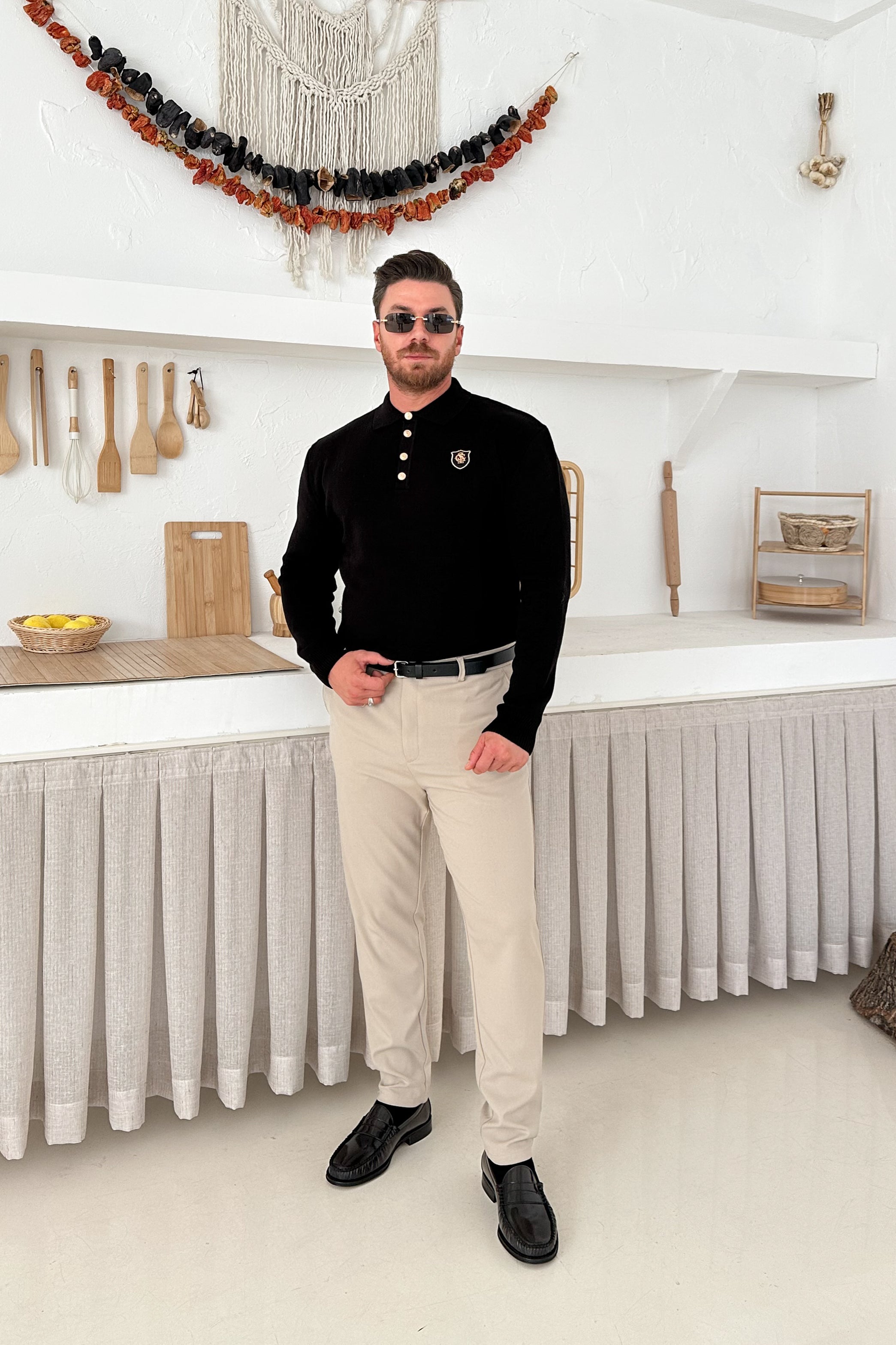 REGULAR FİT OLD MONEY POLO YAKA TRİKO • SİYAH