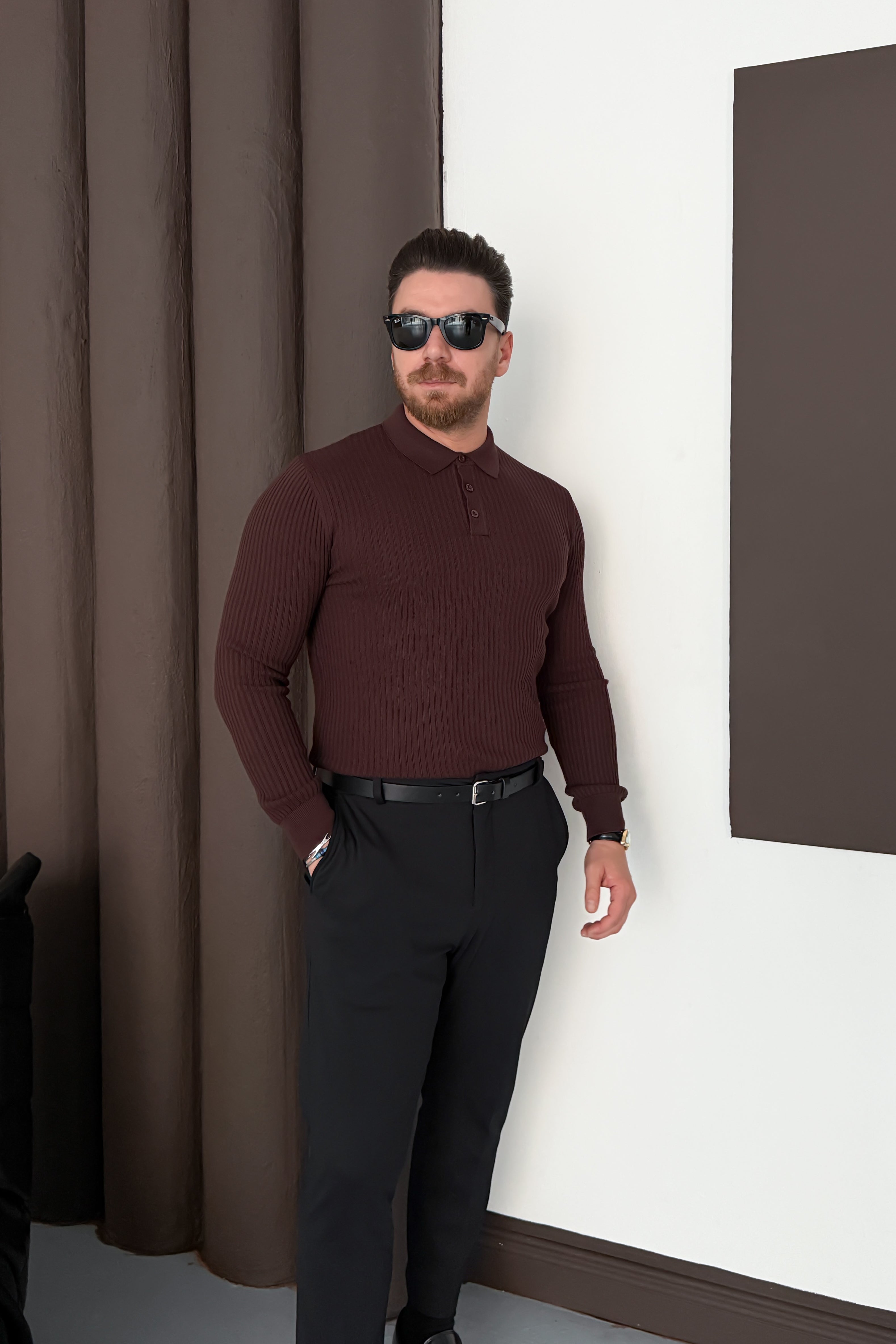 REGULAR FİT POLO YAKA TRİKO • KAHVERENGİ