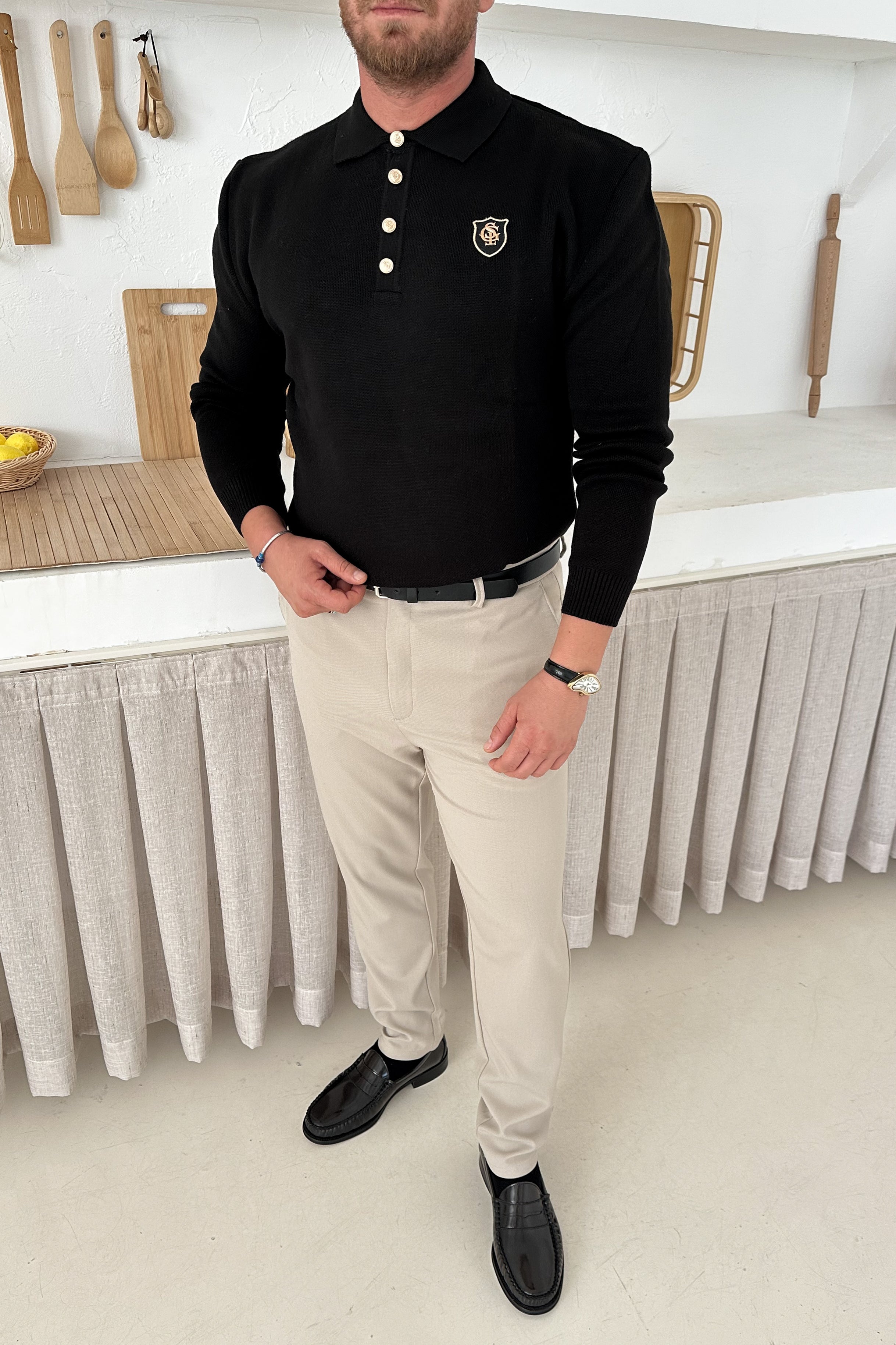 REGULAR FİT OLD MONEY POLO YAKA TRİKO • SİYAH