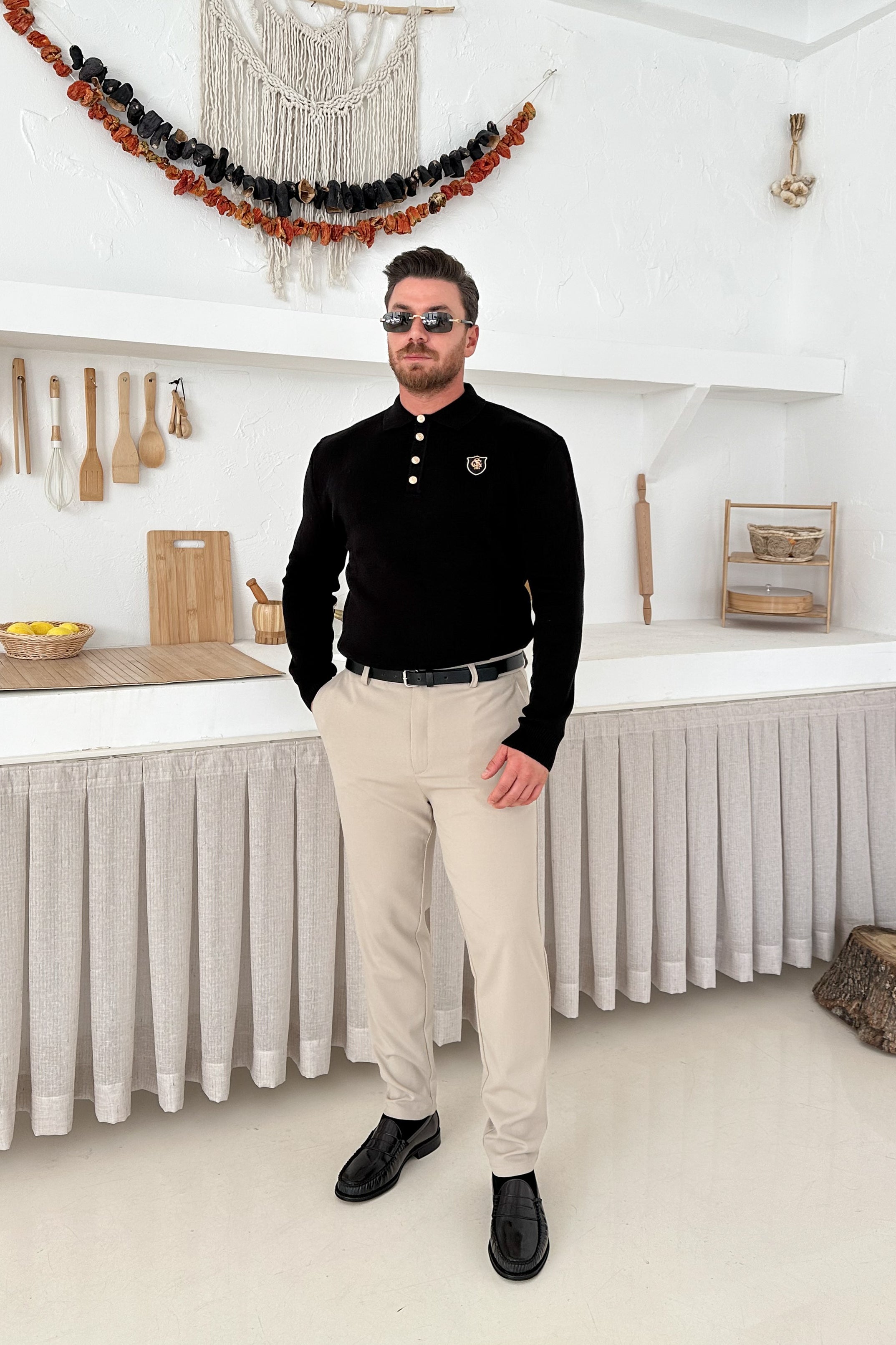 REGULAR FİT OLD MONEY POLO YAKA TRİKO • SİYAH