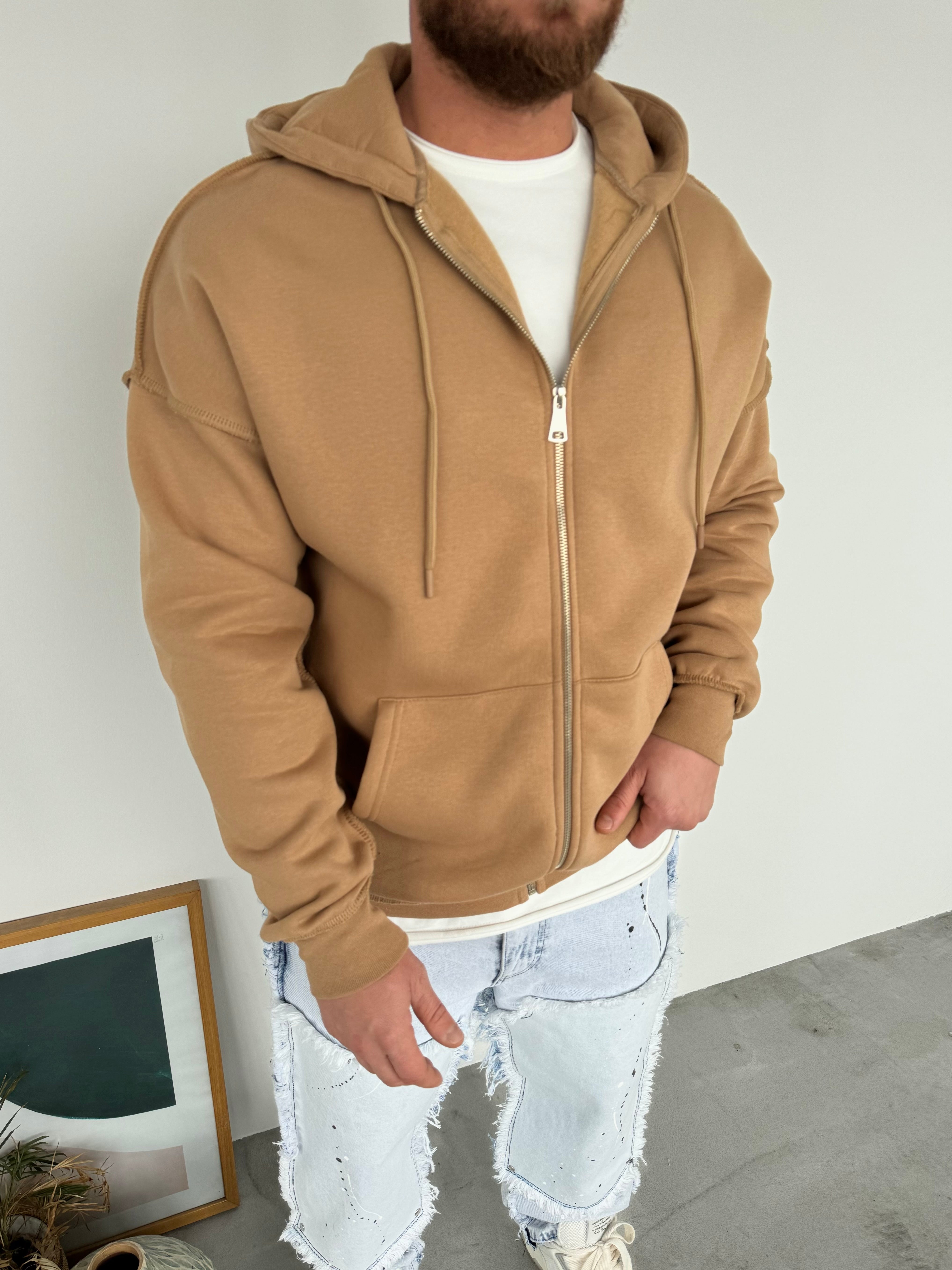 OVERSİZE PİS DİKİŞLİ SWEATSHİRT • TABA