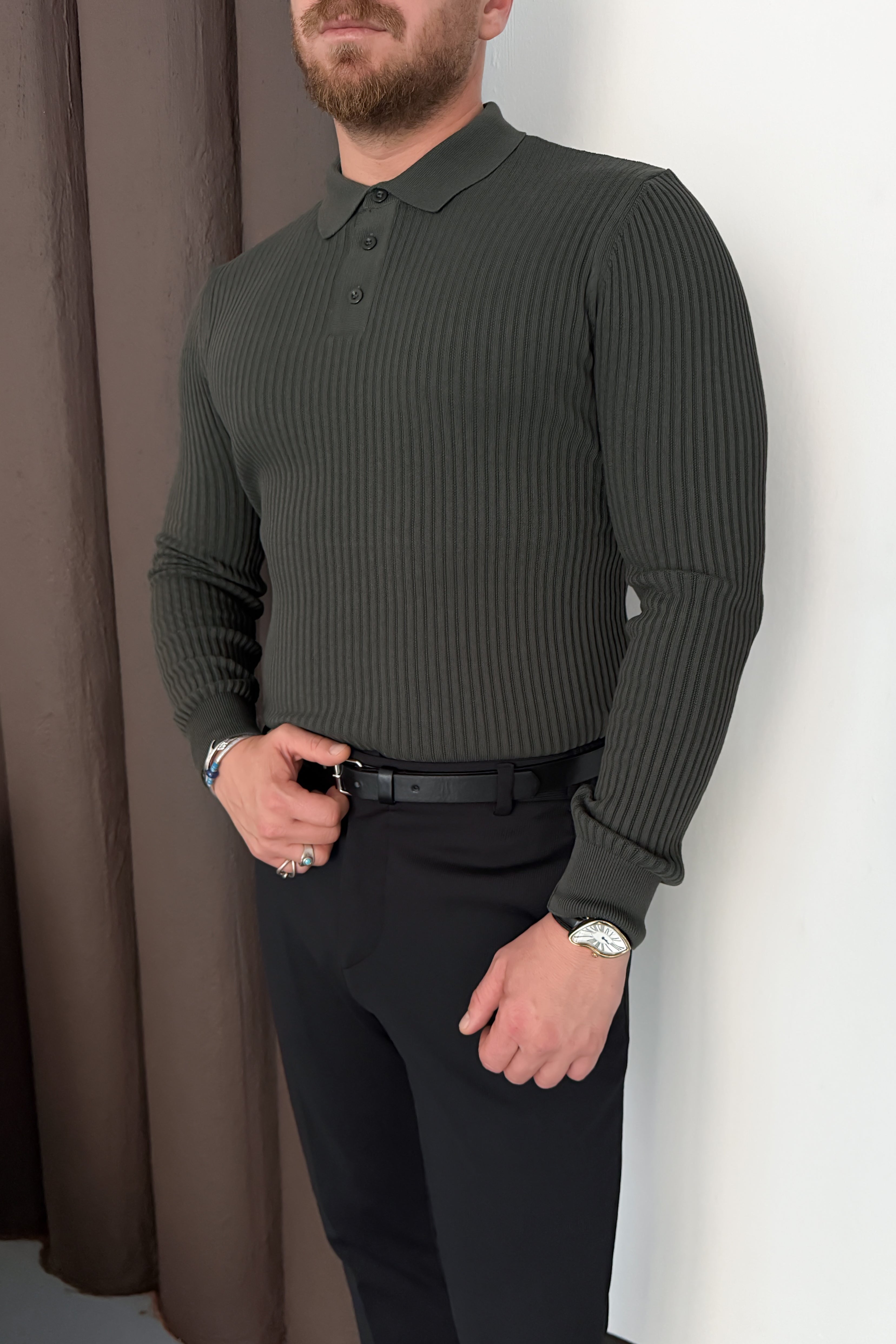 REGULAR FİT POLO YAKA TRİKO • HAKİ