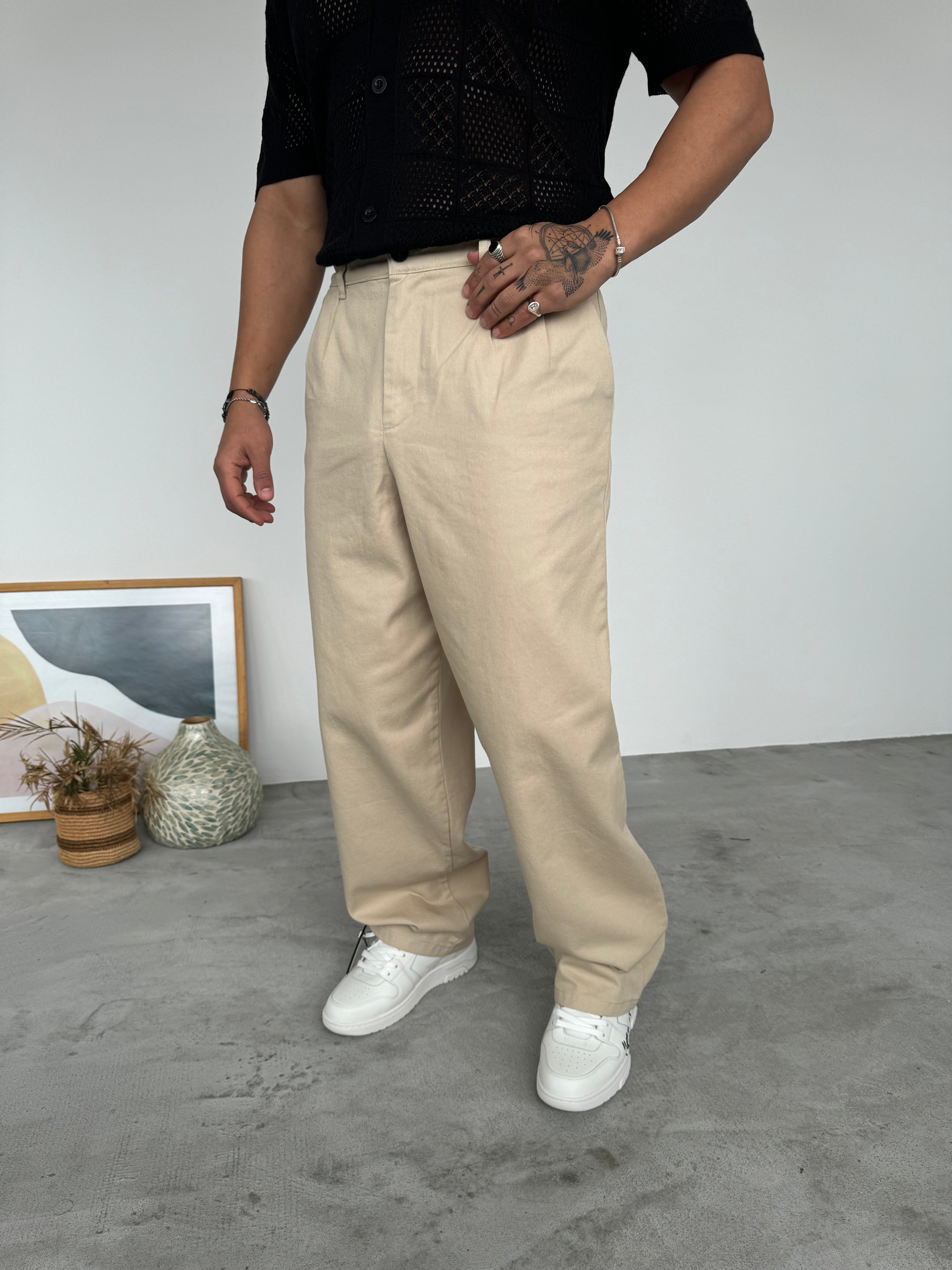 BOL KALIP GABARDİN PANTOLON • BEJ