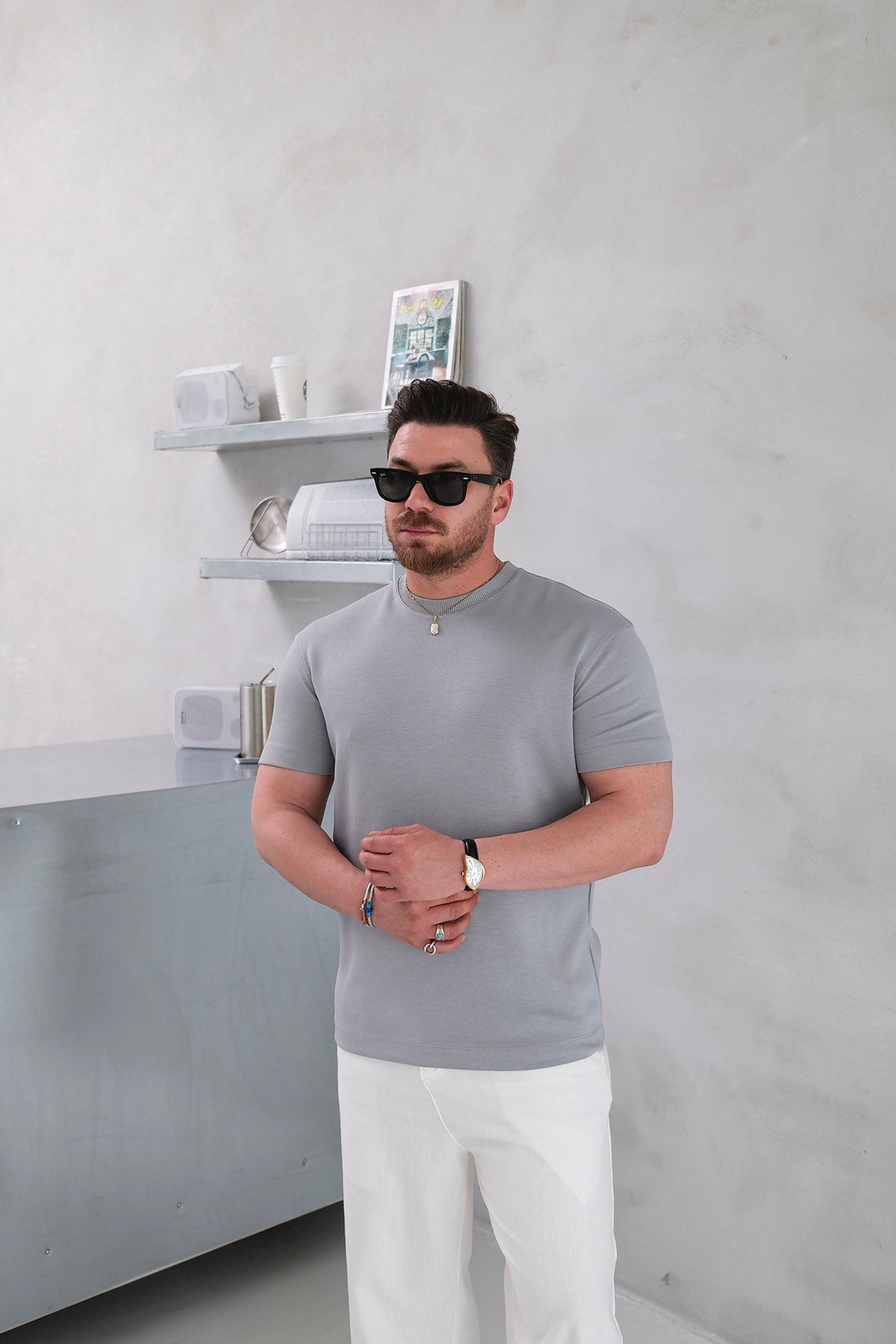 REGULAR FİT MODAL KUMAŞ BASİC TSHİRT • GRİ