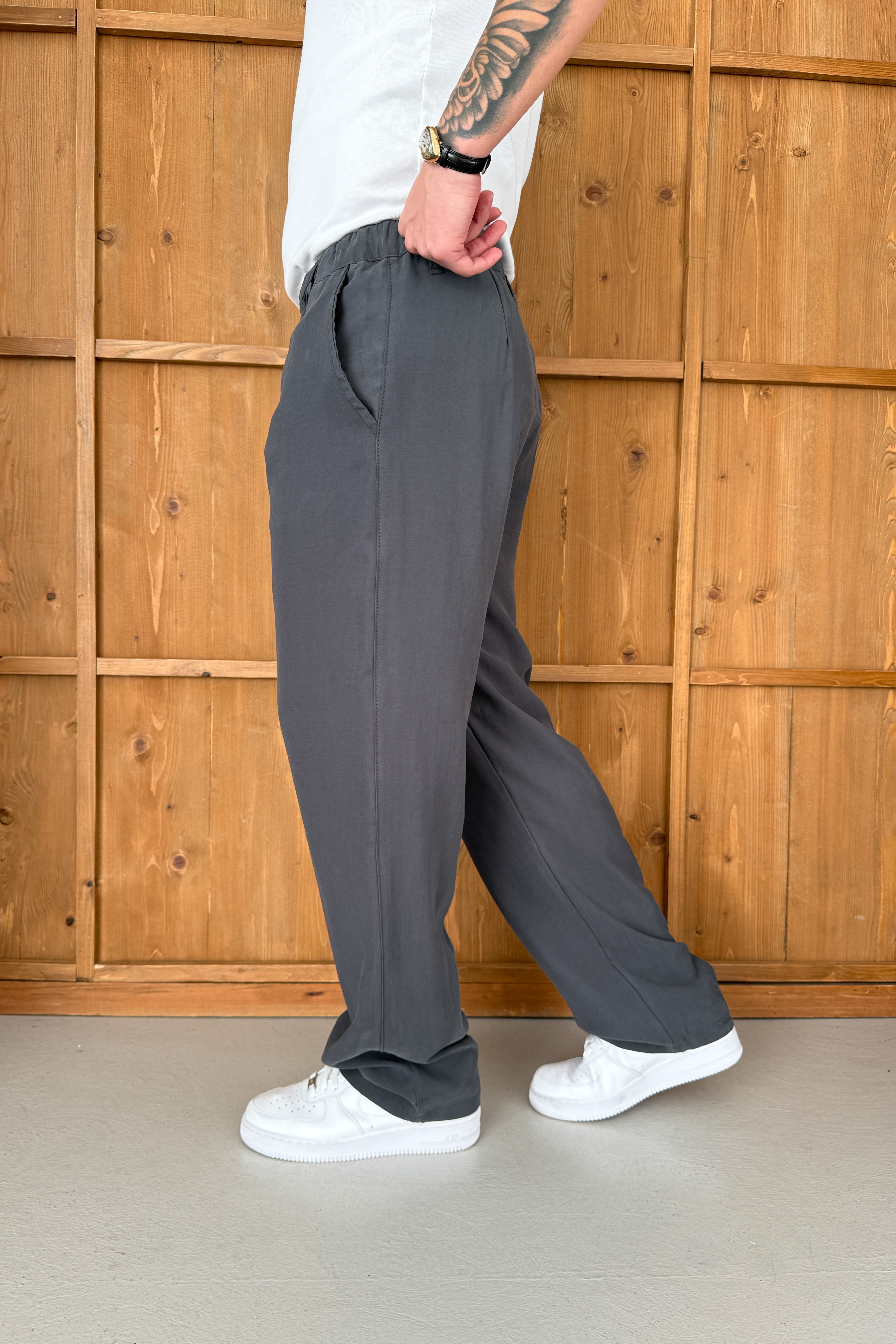 BAGGY KALIP KIŞLIK MODAL KUMAŞ PANTOLON • ANTRASİT