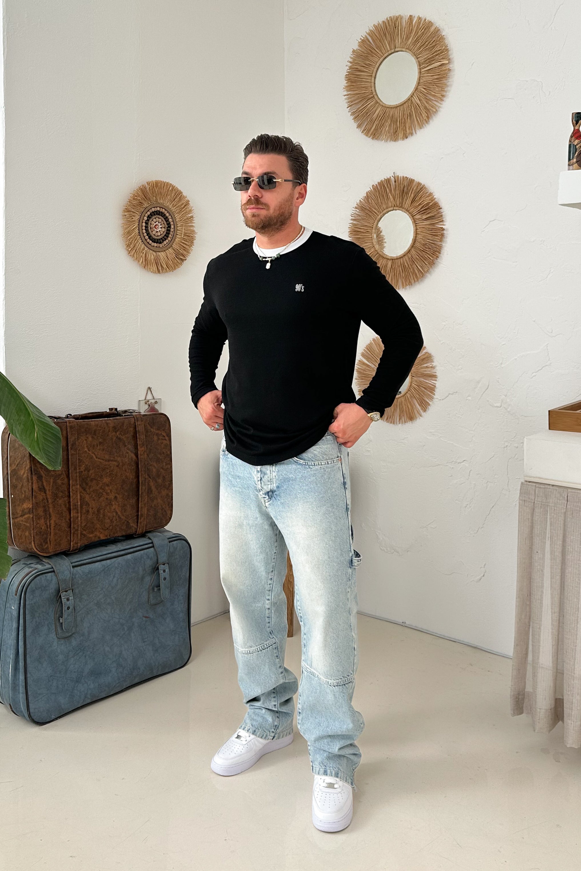 90’s YAZILI BİSİKLET YAKA SWEATSHİRT • SİYAH