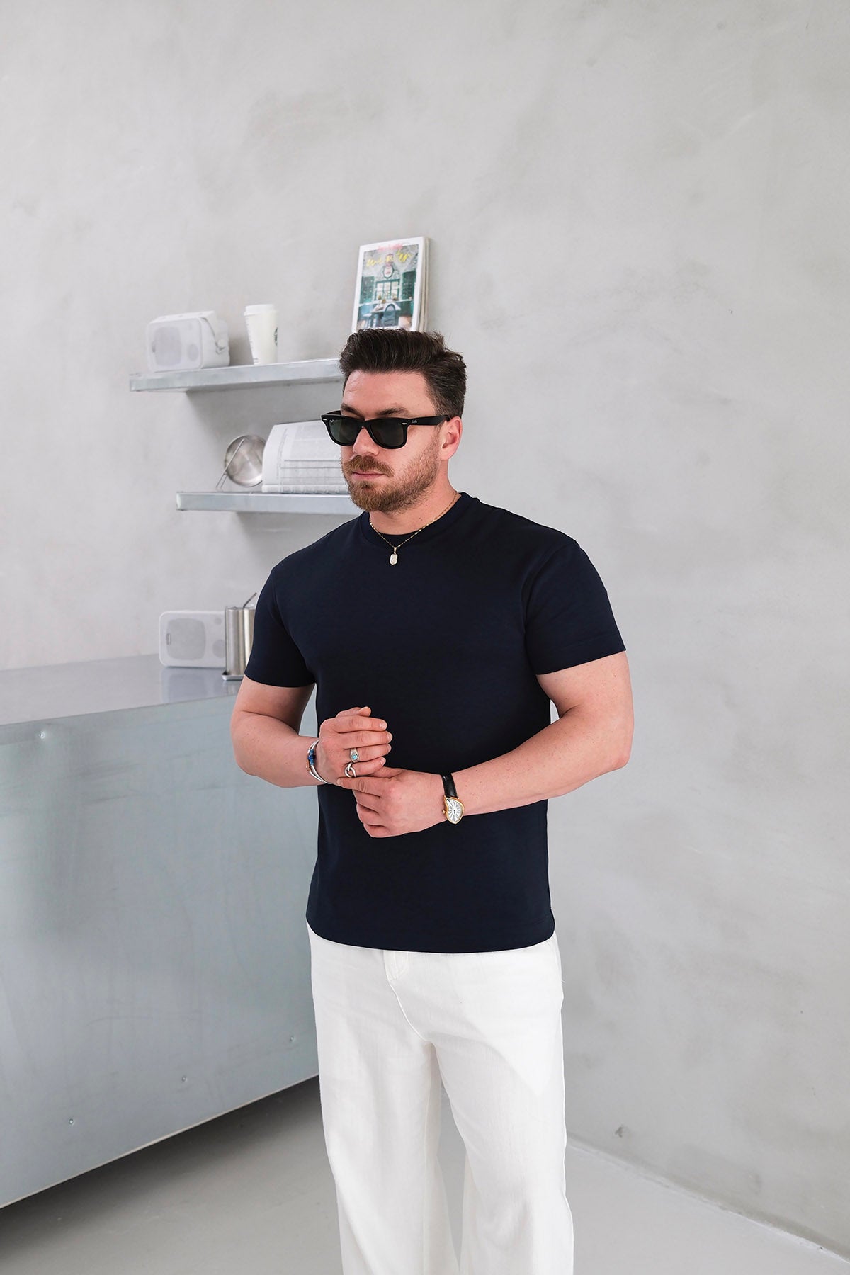 REGULAR FİT MODAL KUMAŞ BASİC TSHİRT • LACİVERT