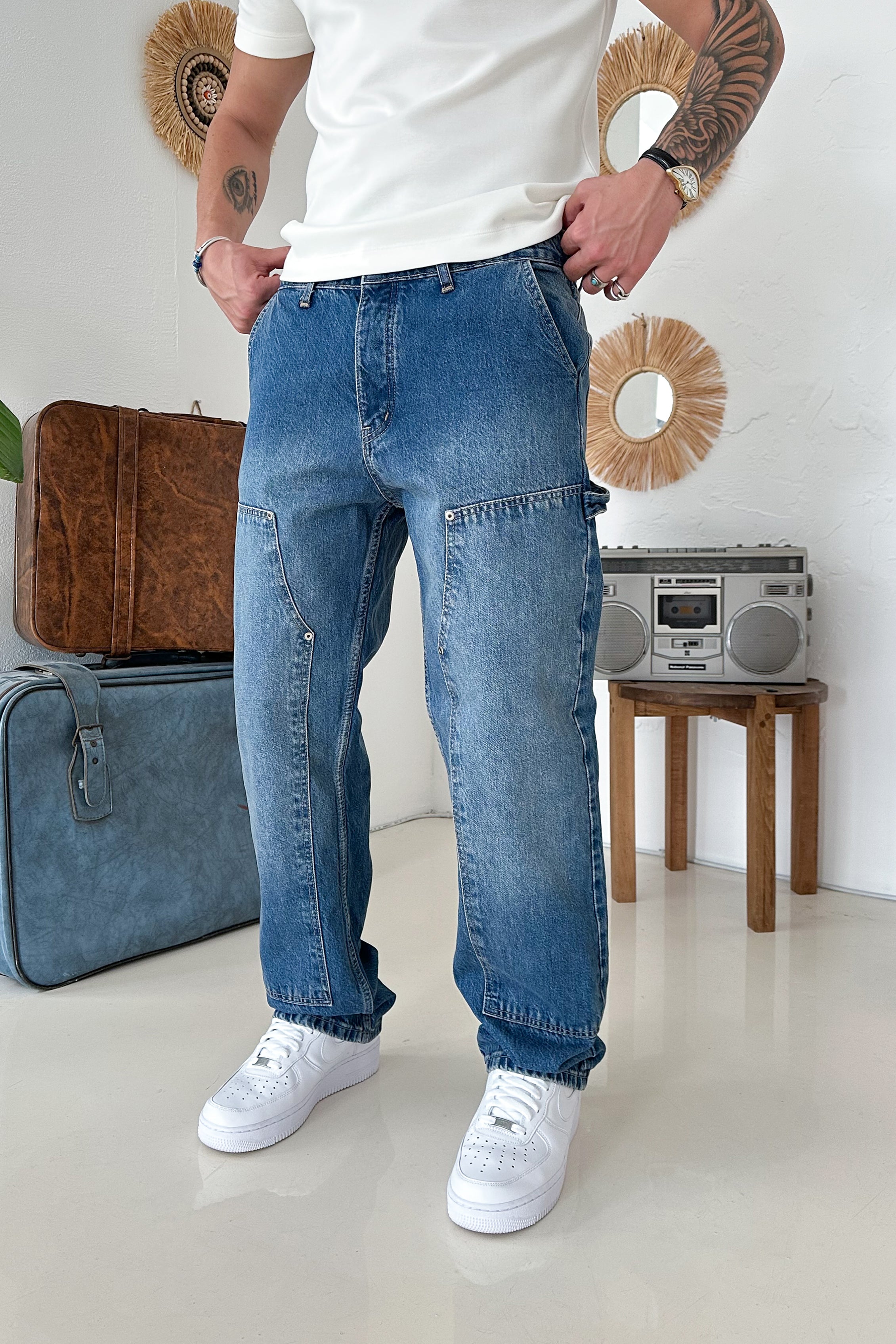 BOL KALIP MARANGOZ MODEL KOT PANTOLON • MAVİ 3133