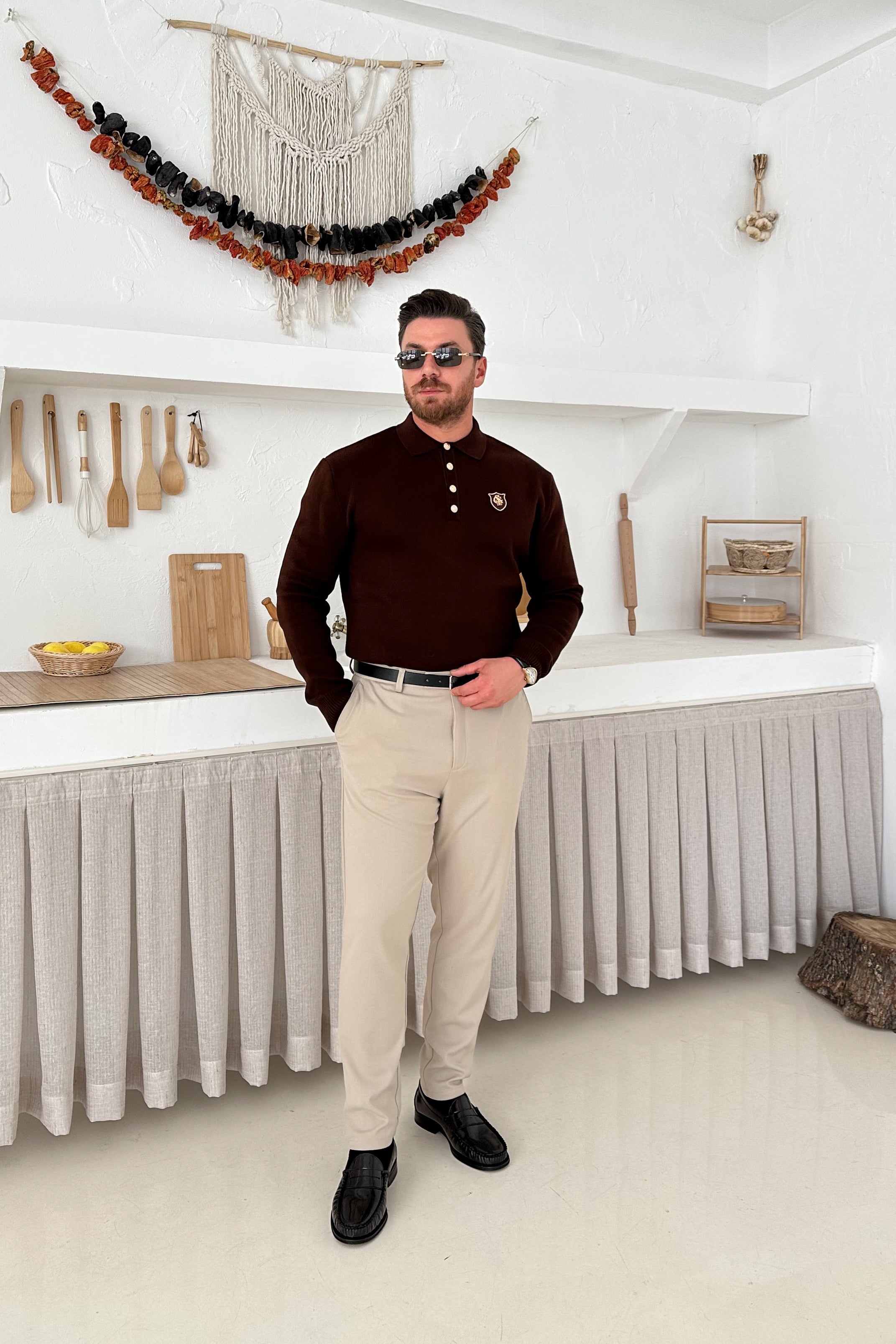 REGULAR FİT OLD MONEY POLO YAKA TRİKO • KAHVERENGİ