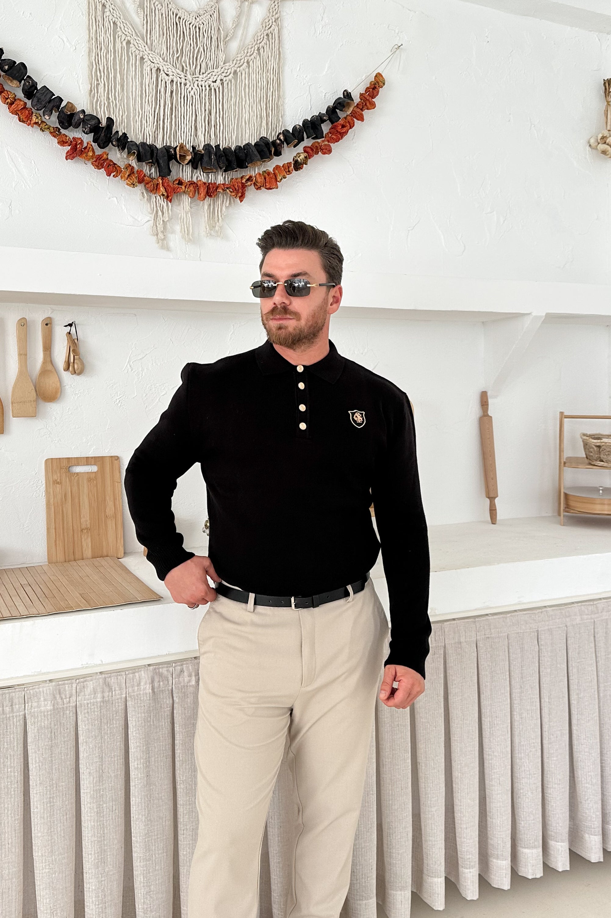 REGULAR FİT OLD MONEY POLO YAKA TRİKO • SİYAH