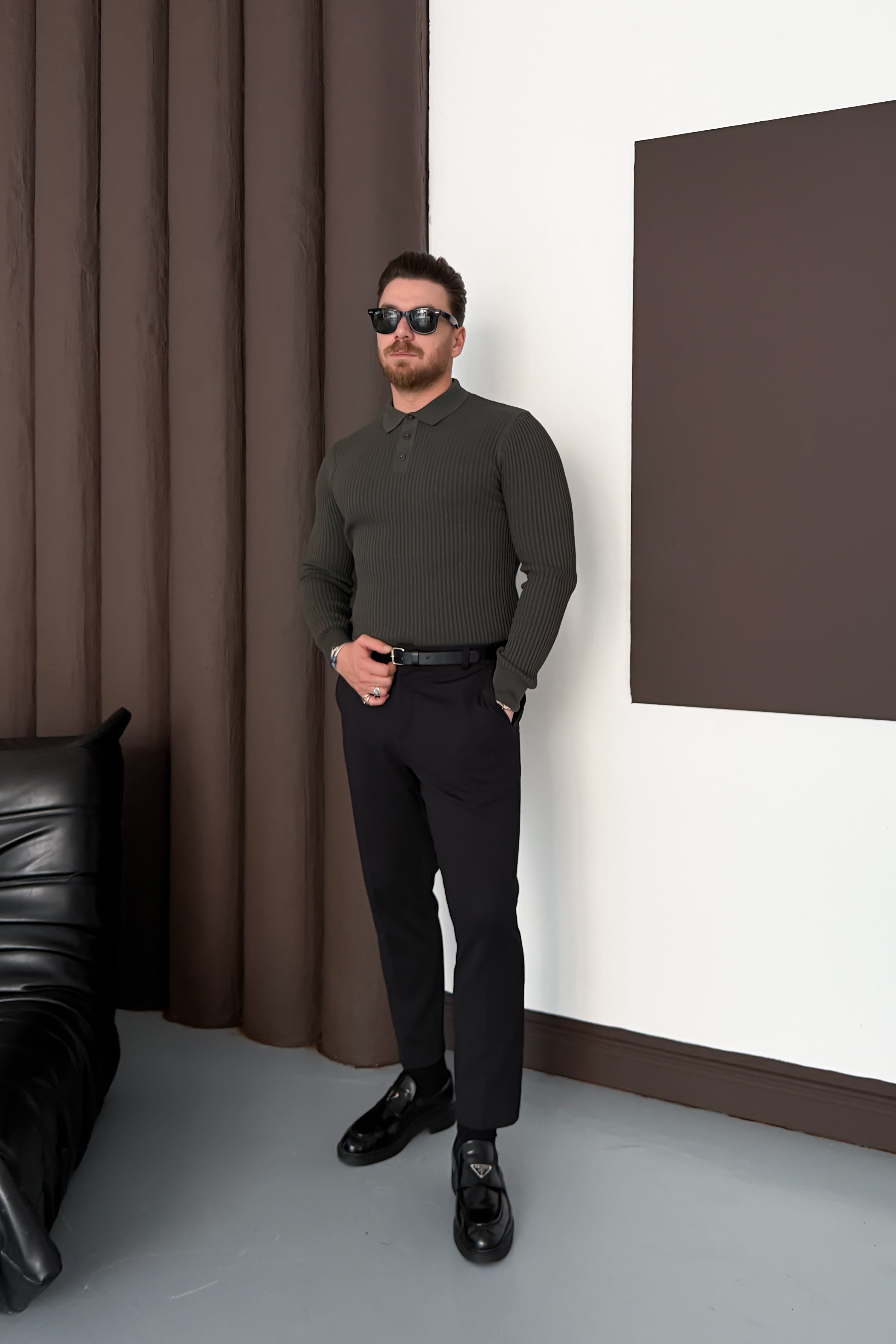 REGULAR FİT POLO YAKA TRİKO • HAKİ